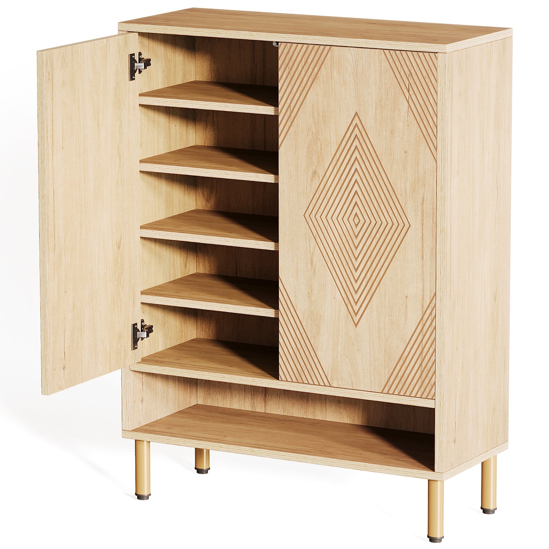 Schoenkast met Zes Planken, Houten Opbergsysteem voor 24 Paren in Hal of Woonkamer