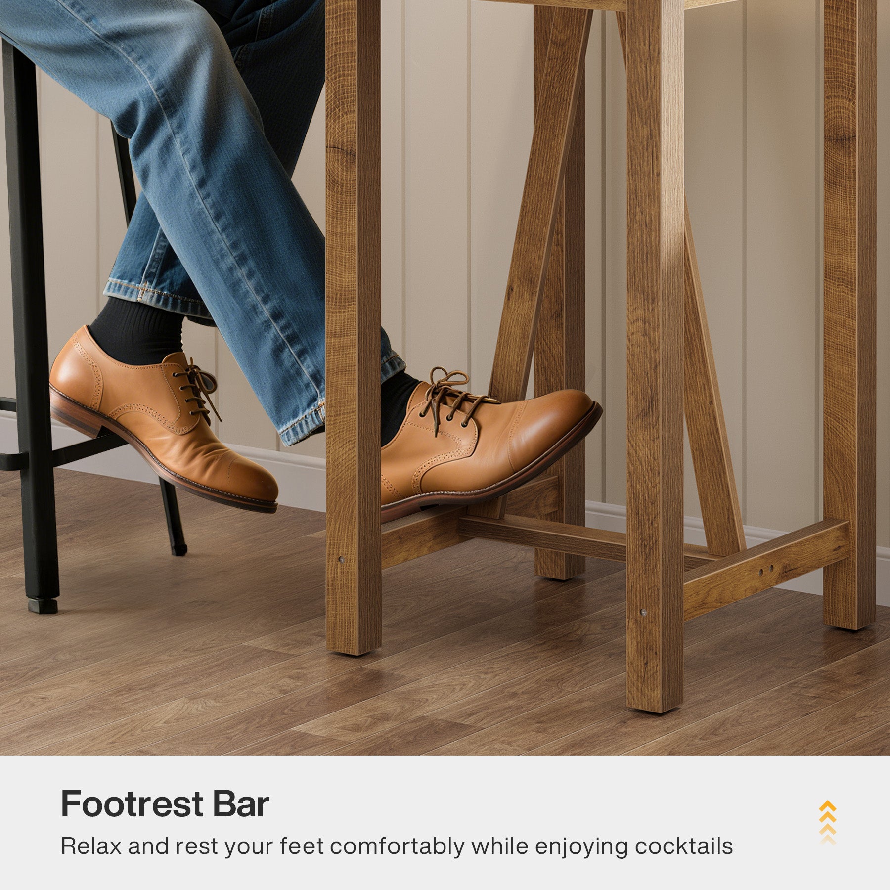 100 cm Tribesigns Bartafel Vierkant, Landelijke Hoge Bistrotafel voor Keuken en Woonkamer