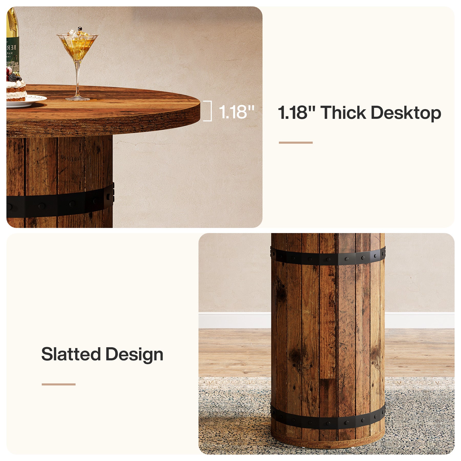100 cm Tribesigns Ronde Bartafel, Bistrotafel voor Keuken en Woonkamer