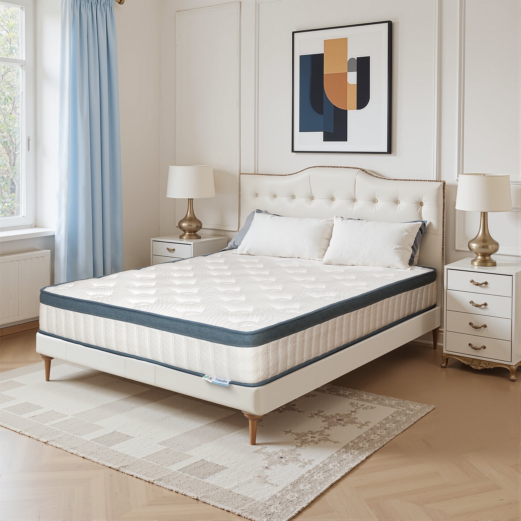 90 x 200 cm Pocketvering Matras, H2 Harde Matras met Geheugenschuim en Wasbare Hoes