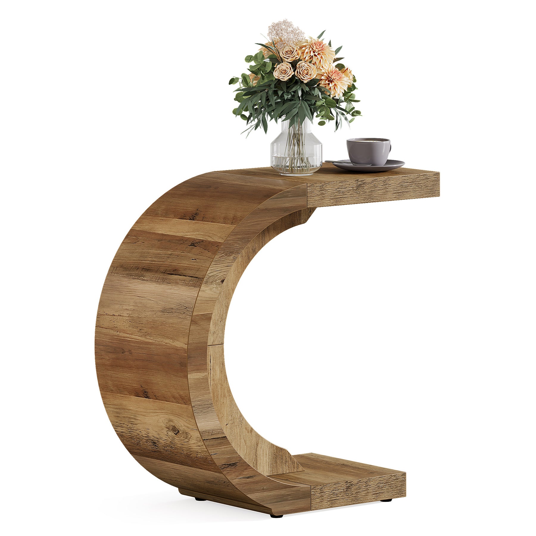 65 cm C-Vormige Bijzettafel, Tribesigns Smalle Sofa Tafel voor Woonkamer