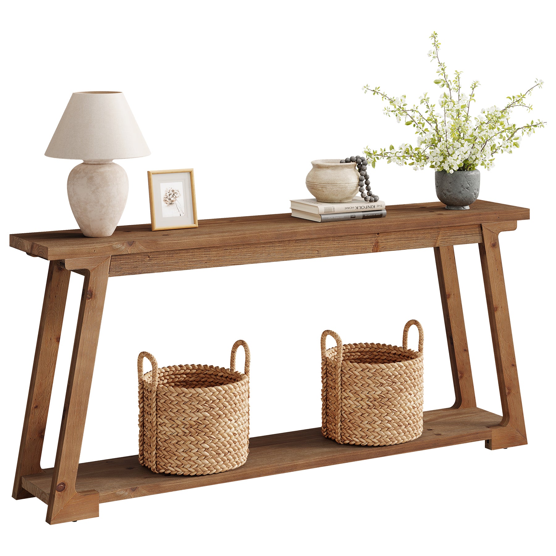 Tribesigns 160 cm Lange Consoletafel, 2-Laags Houten Banktafel