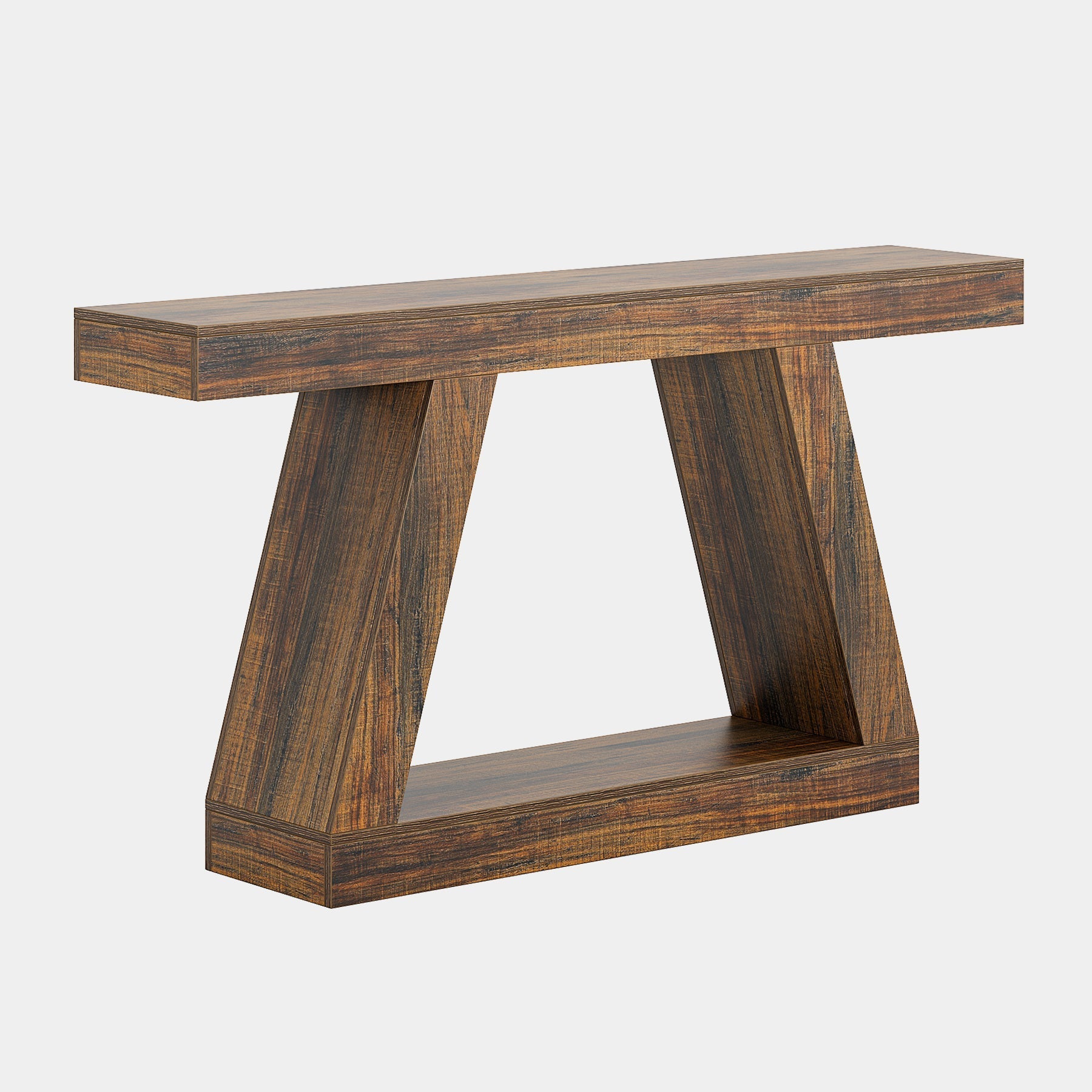 140 cm Landelijke Consoletafel, Industriële Houten Opbergtafel voor Hal en Woonkamer