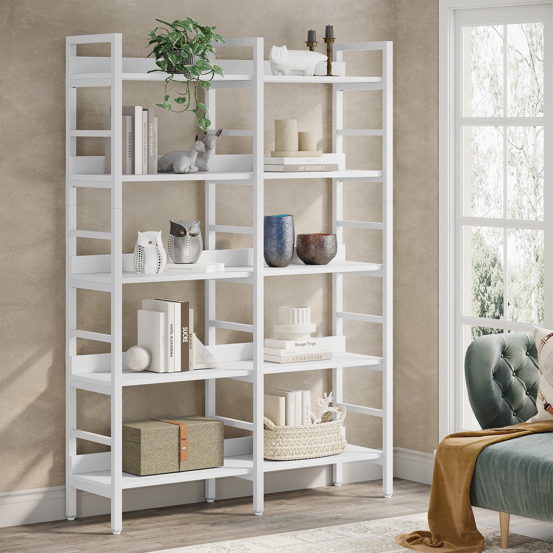 180 cm Tribesigns Boekenkast, Vijfplanken Industriële Etagere voor Woonkamer