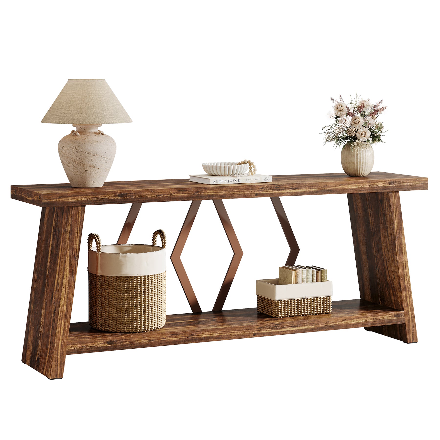 180 cm Consoletafel met Opbergruimte voor Hal en Woonkamer