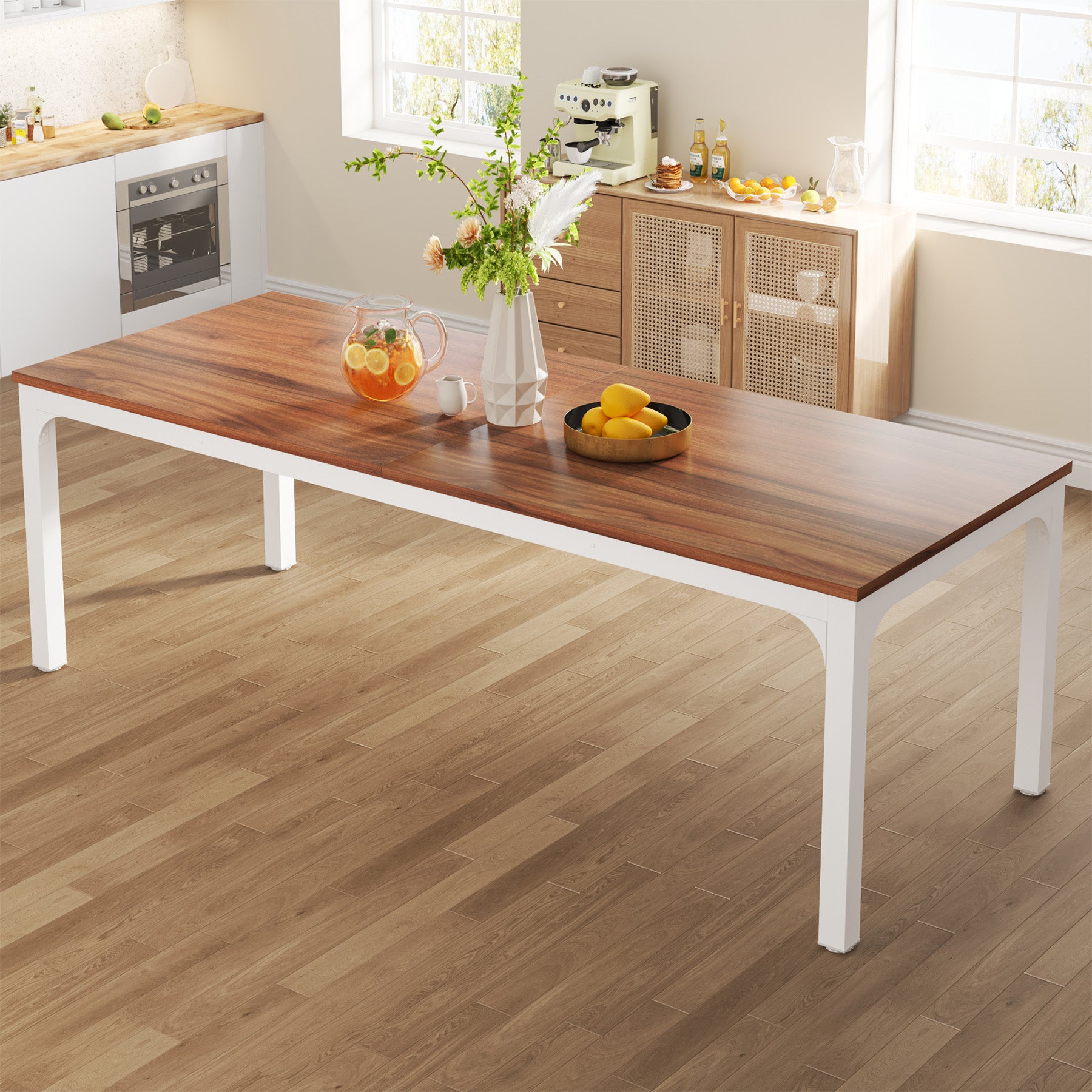 200x70 cm Tribesigns Eettafel, Industrieel Keukenblad met Metalen Poten voor 6-8 Personen