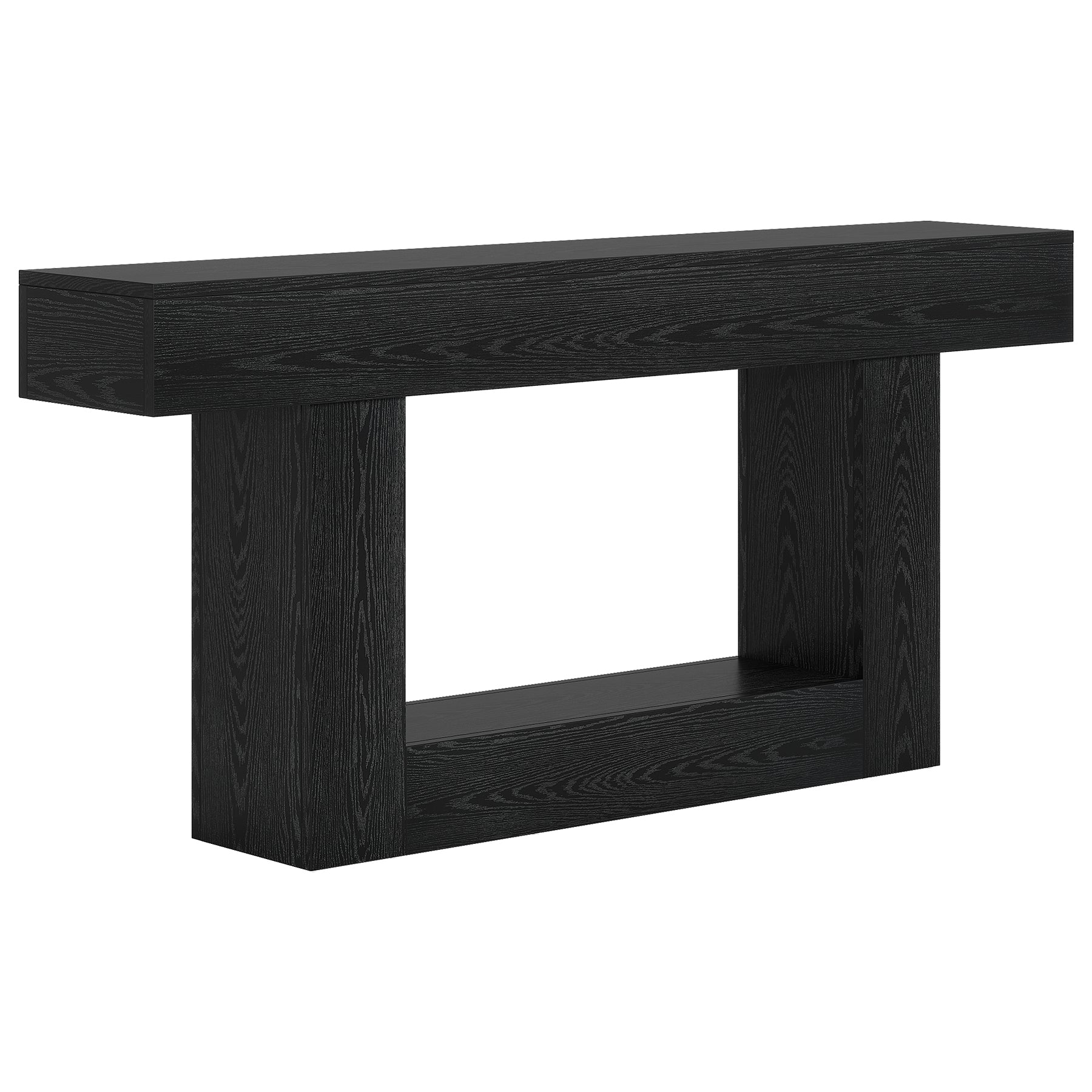 160 cm Boerenstijl Consoletafel, Tweelaagse Entreetafel met Opbergruimte in Rustiek Bruin