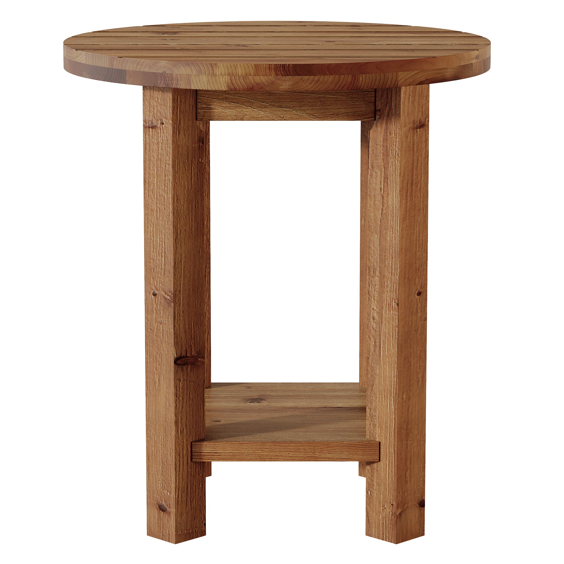 50 cm Tribesigns Ronde Bijzettafel, Massief Houten Tafel met Opbergplank