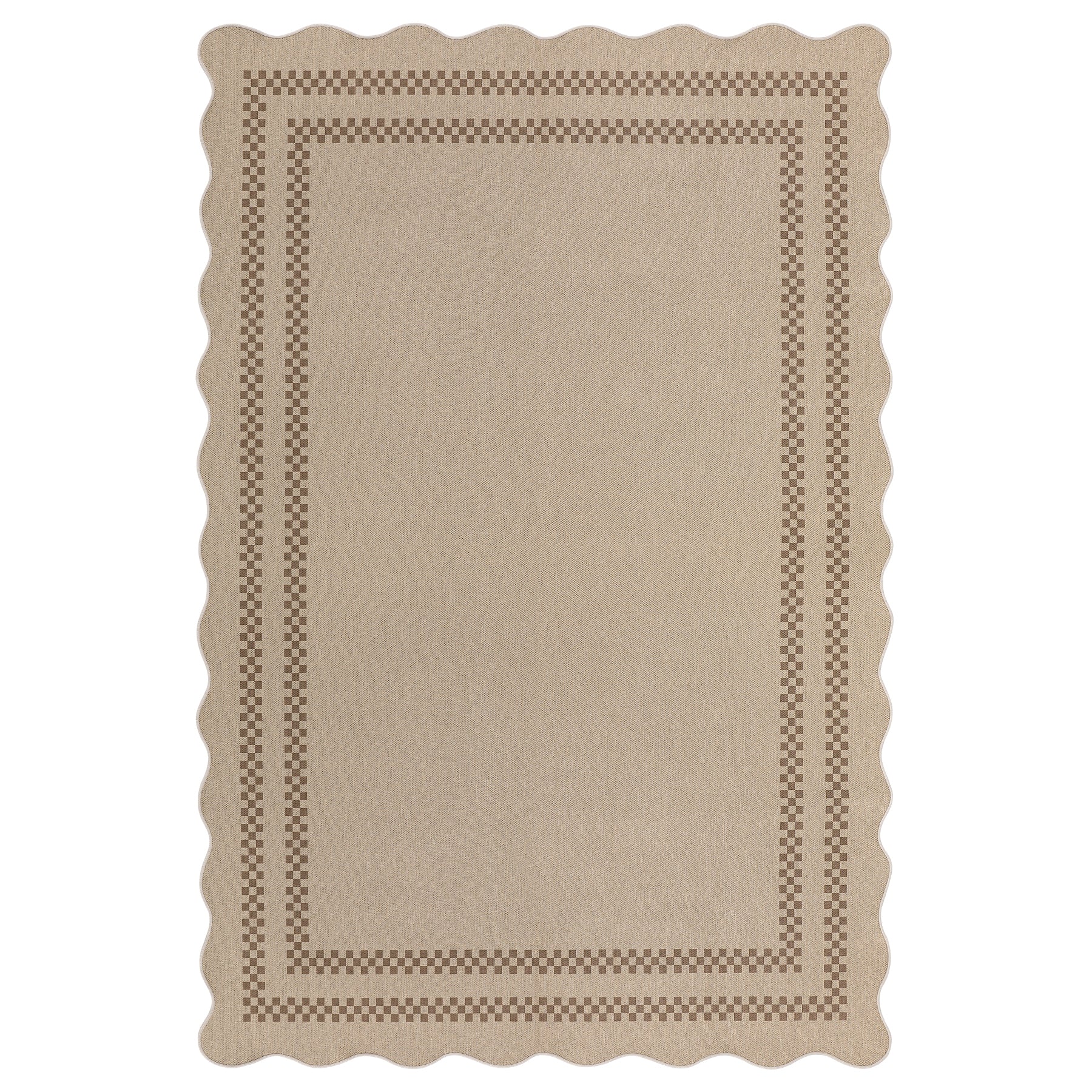 Tribesigns tapijt voor binnen en buiten, weerbestendig, jute-look, geschulpte rand en landelijk patroon, wasbaar en antislip