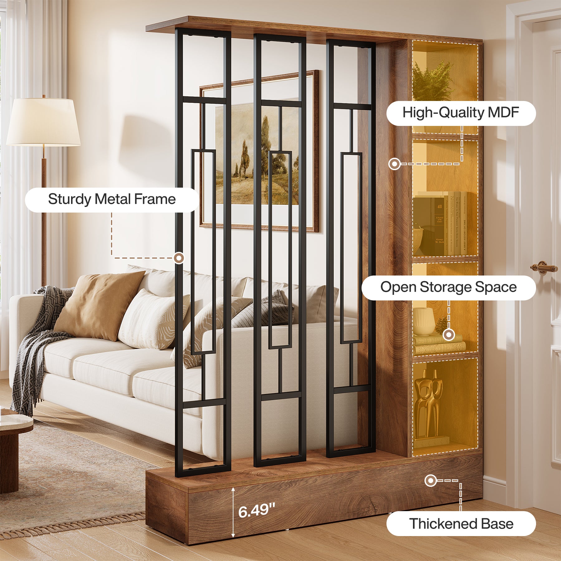 180 cm Tribesigns Roomdivider, Vrijstaand Wandrek met Displayplanken