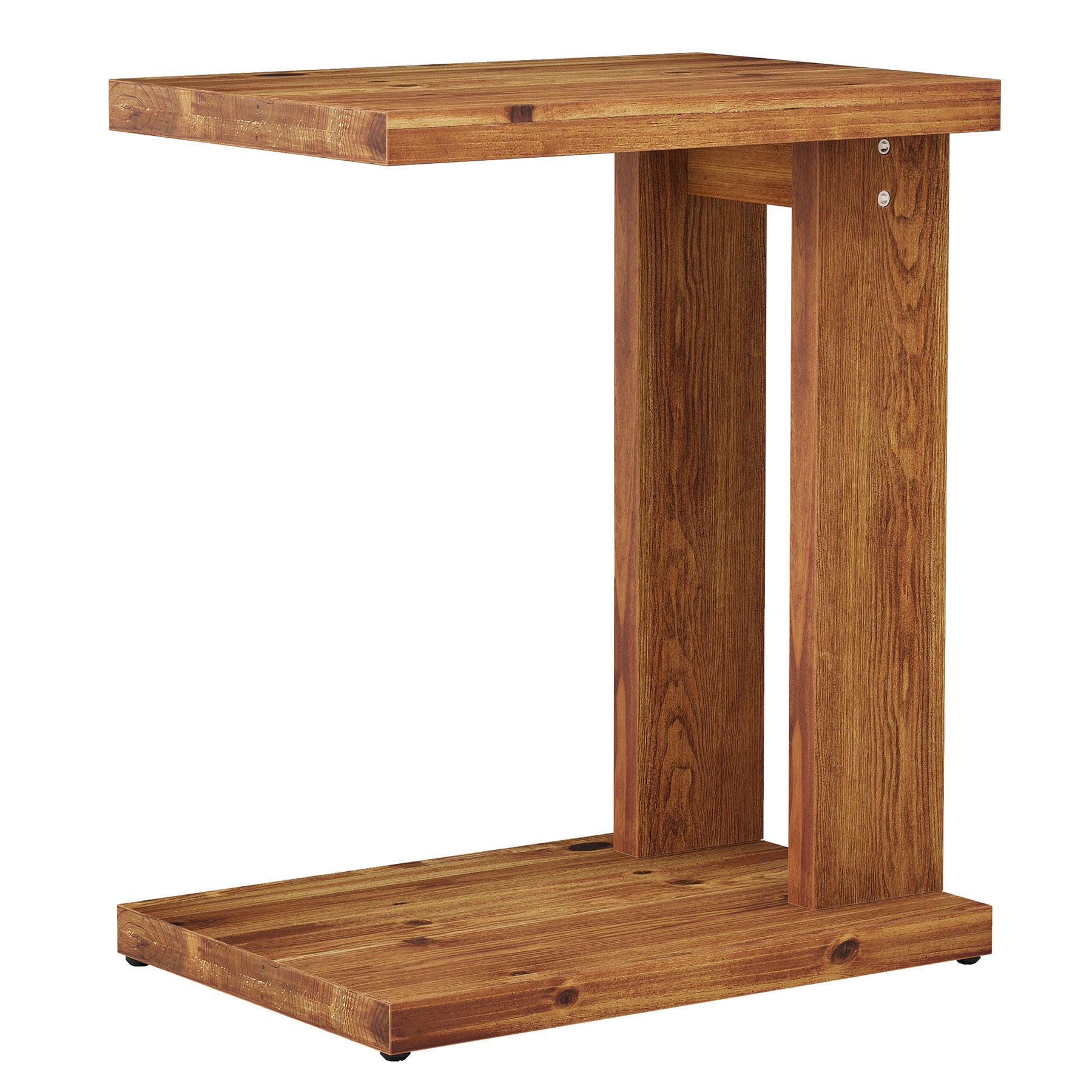 50 x 35 x 60 cm Tribesigns massief houten C-vormige bijzettafel met 2 lagen, houten banktafel voor woonkamer slaapkamer en kleine ruimtes