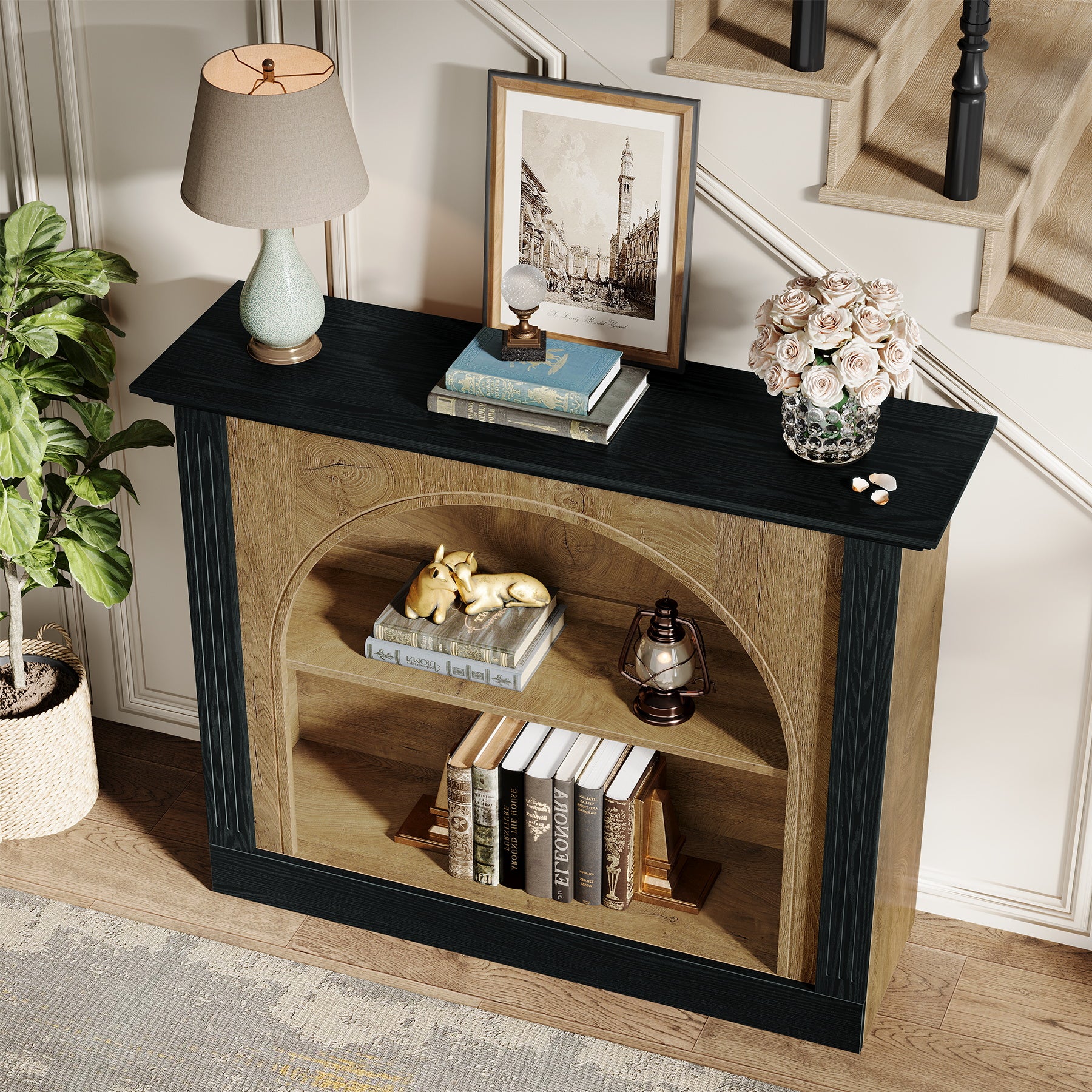 110 cm 3-Laags Consoletafel, Banktafel voor Hal met Opbergruimte