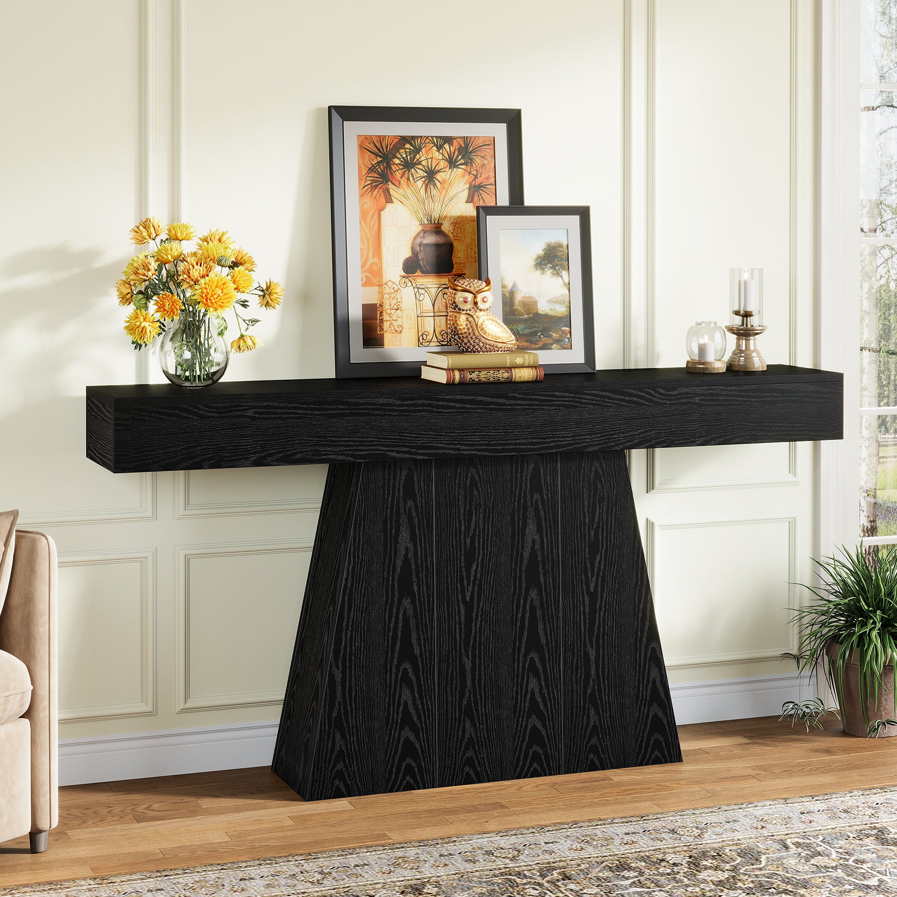Tribesigns 160 cm Trapezium Consoletafel, Smalle Banktafel voor Hal