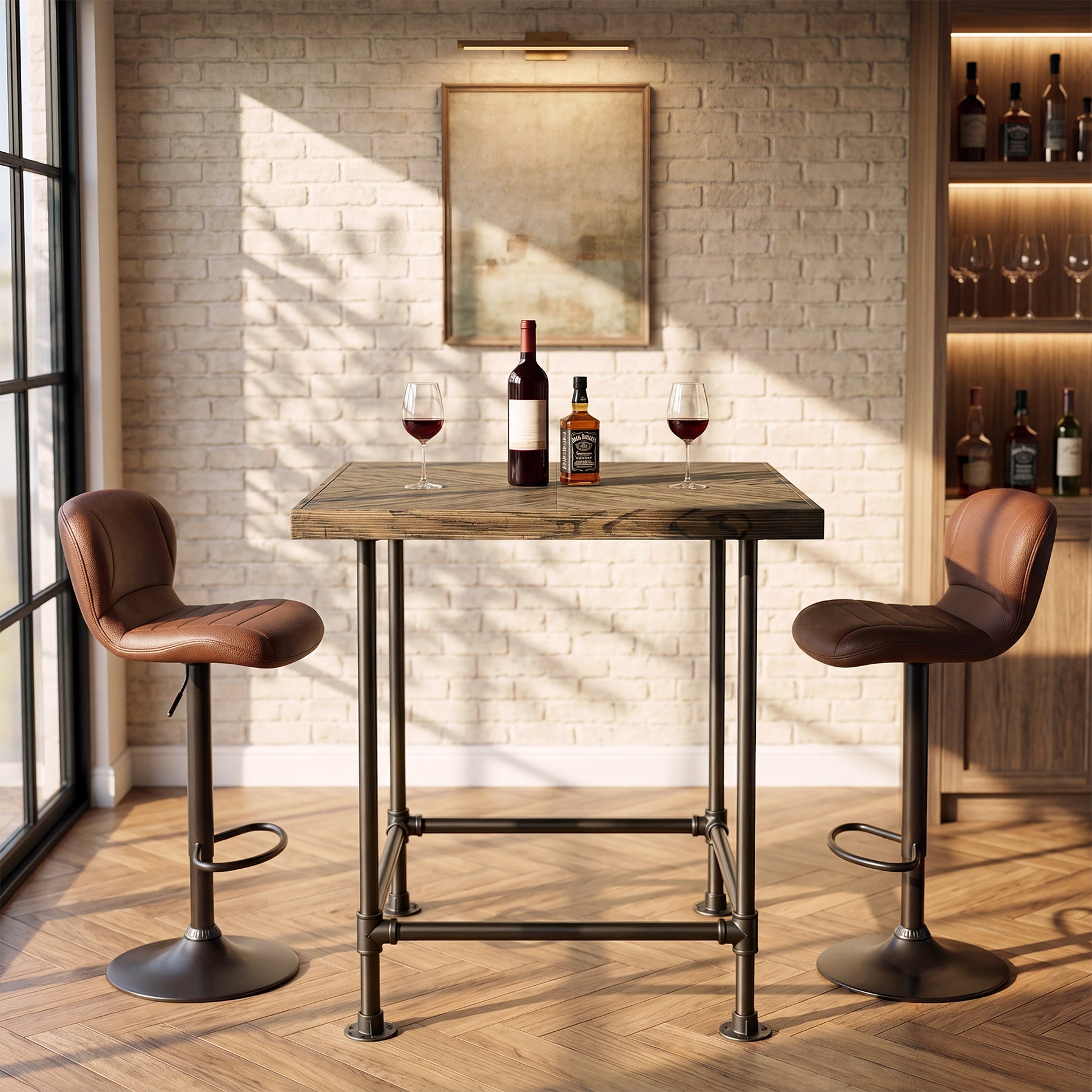 Tribesigns 90 cm hoge bartafel, industriële pubtafel met massief houten blad