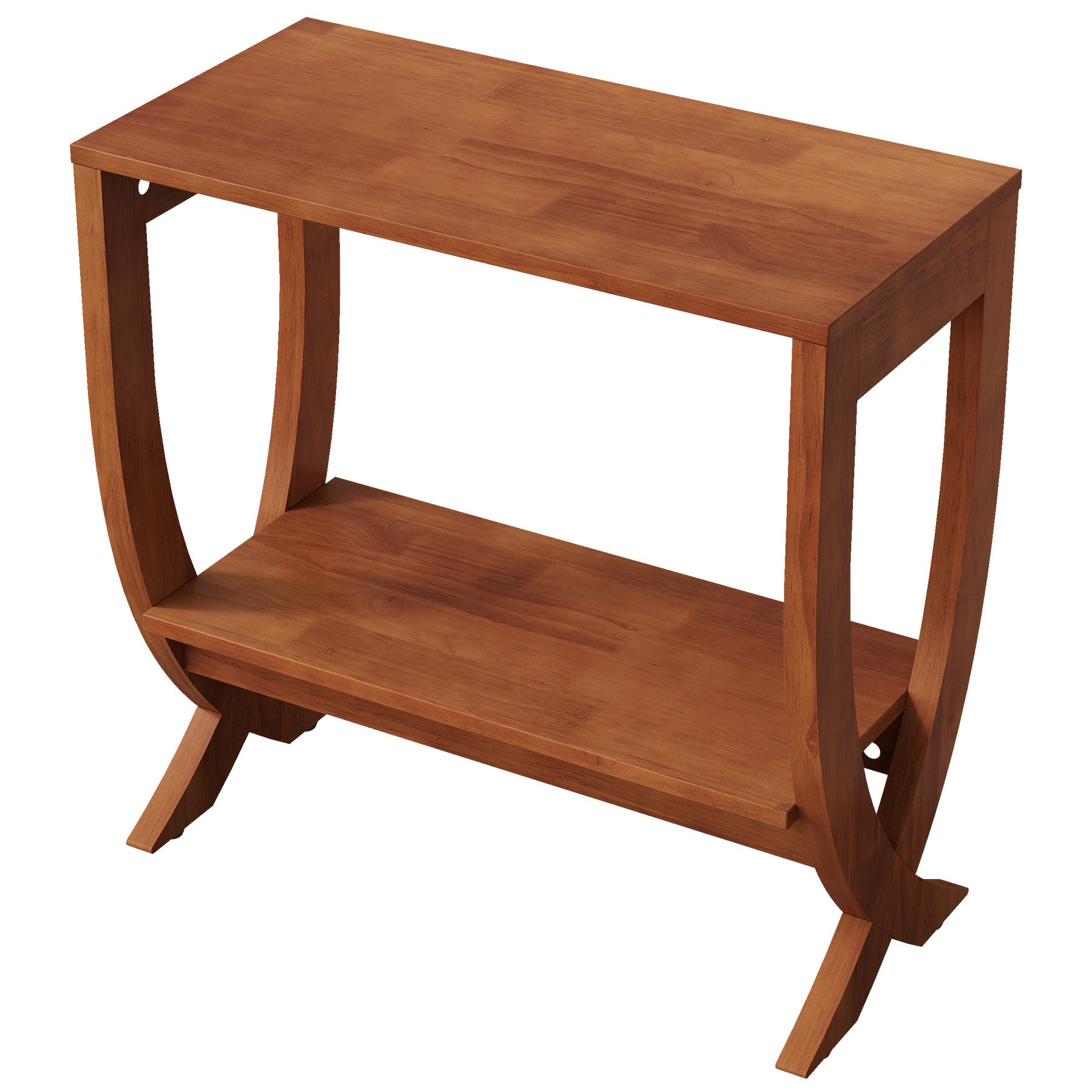 60 cm Tribesigns banktafel van massief hout met gebogen poten, smalle bijzettafel voor woonkamer