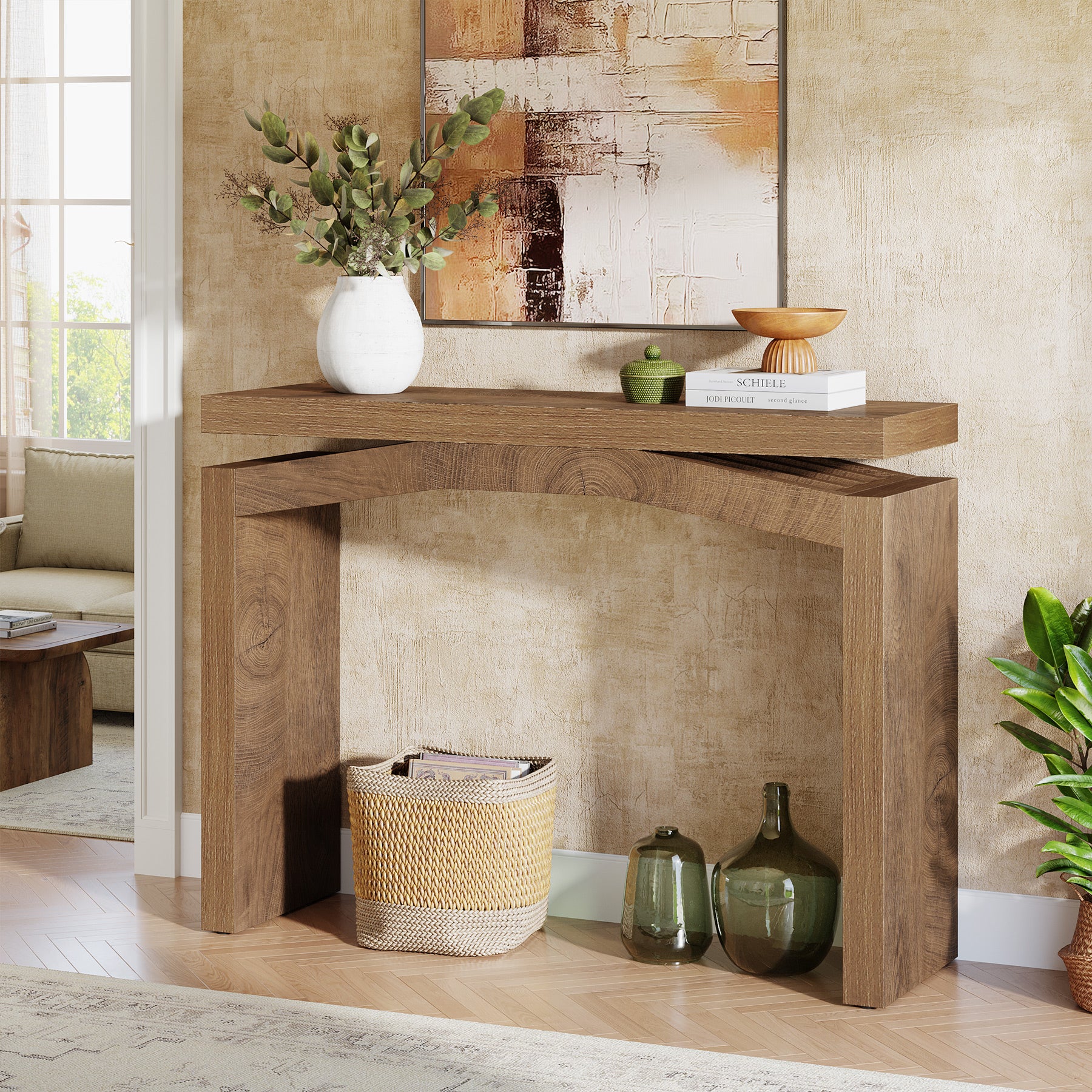 102 cm Consoletafel voor Hal en Entree, Landelijke Smalle Sofa Tafel voor Woonkamer
