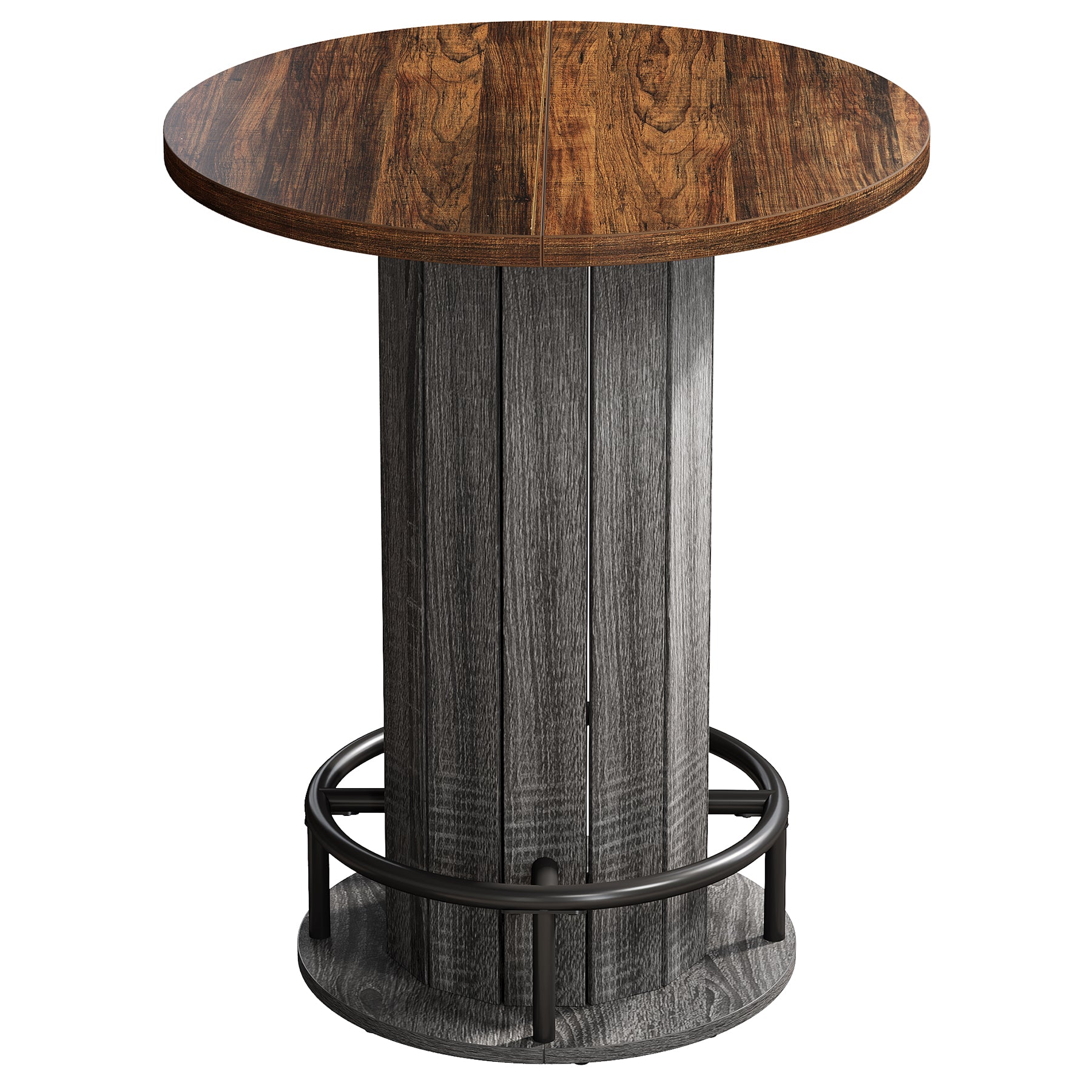 80 cm Tribesigns Eettafel met Houten Lattenvoet en Voetsteun