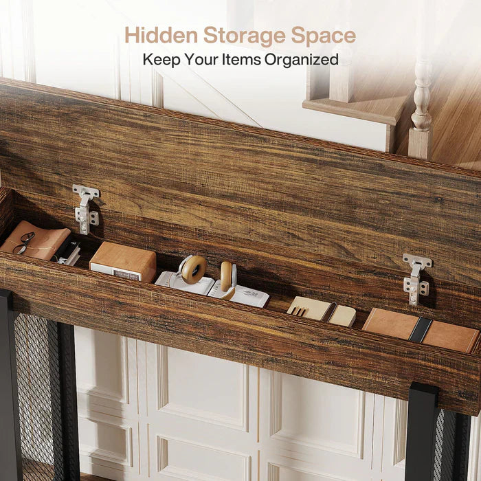 Rustieke Consoletafel met Metalen Poten, Compact Opbergmeubel voor Entree