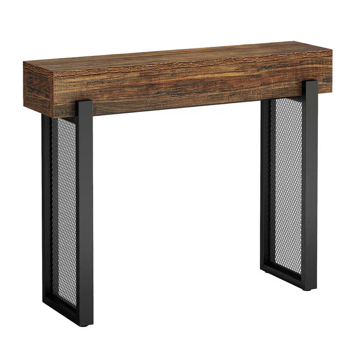 Rustieke Consoletafel met Metalen Poten, Compact Opbergmeubel voor Entree