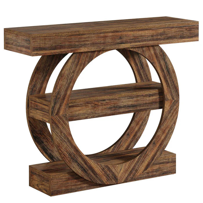 Tribesigns Ingangstafel van 100 cm met Opbergruimte, 3-Laagse Boerderij Consoletafel met Houten Planken