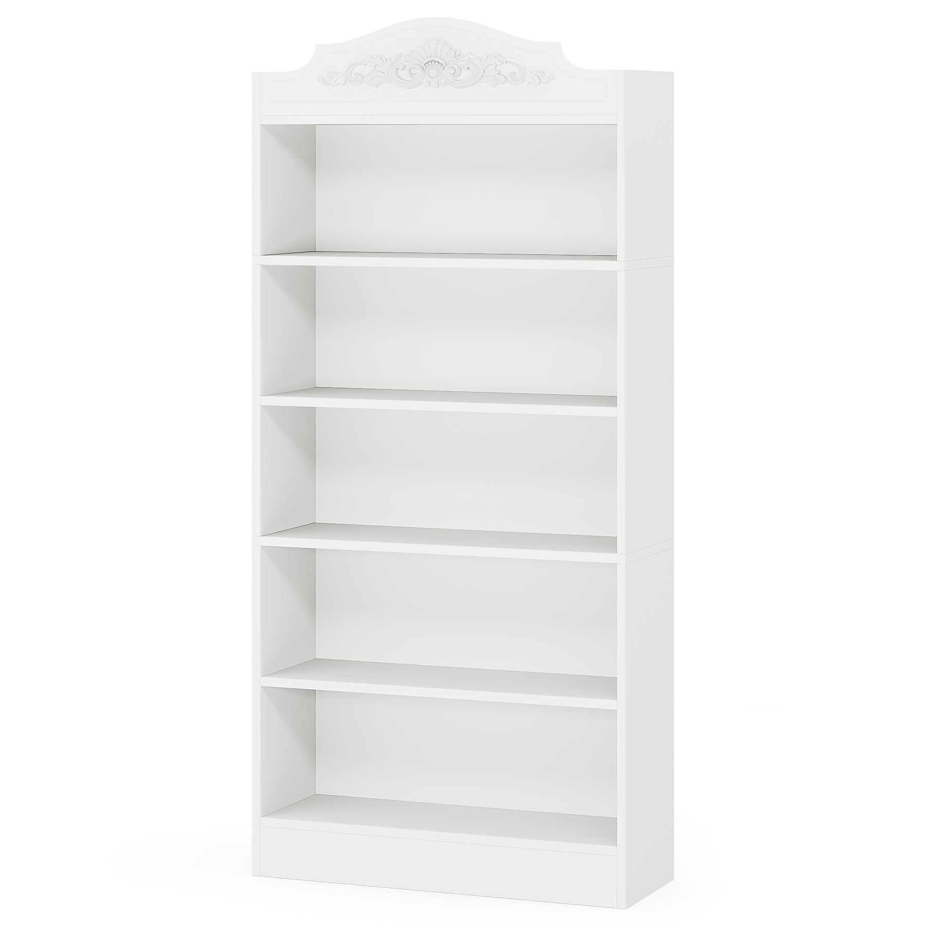 185 cm Tribesigns Boekenkast, Moderne Witte Boekenplank met Gebogen Ontwerp