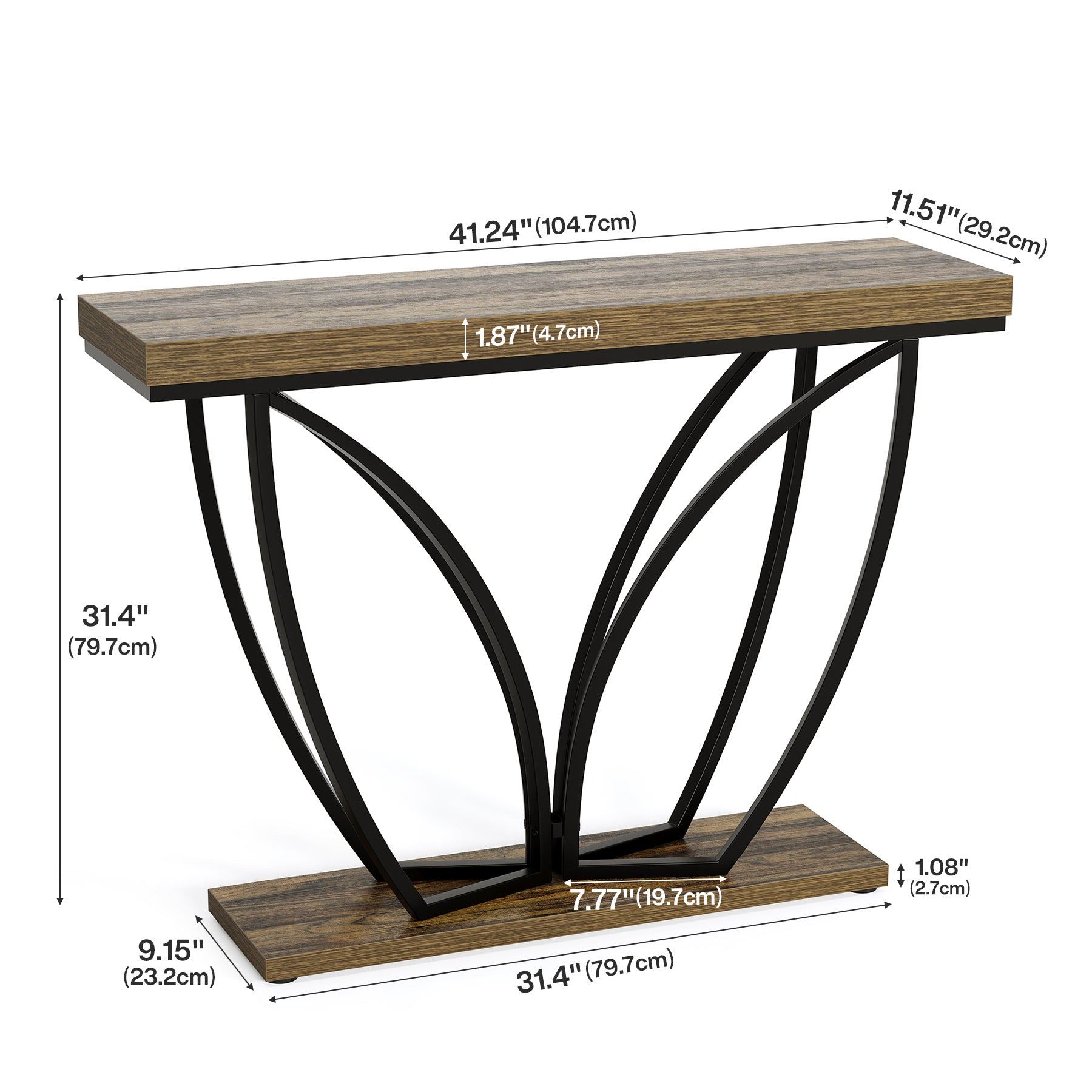 105 cm Smalle Industriële Consoletafel in Rustiek Bruin