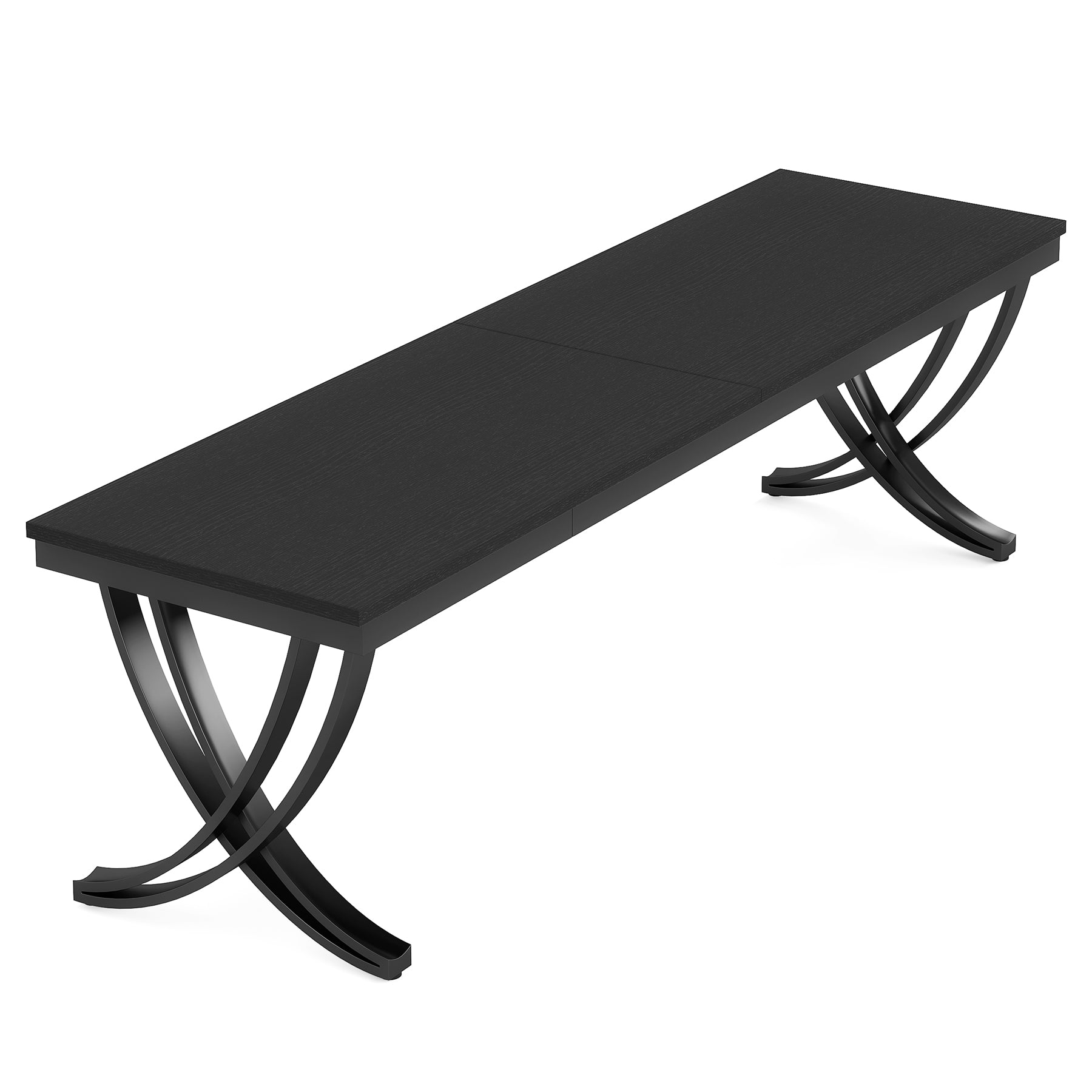 200 cm Landelijke Eettafel, Grote Houten Tafel met Metalen Poten voor Zes tot Acht Personen