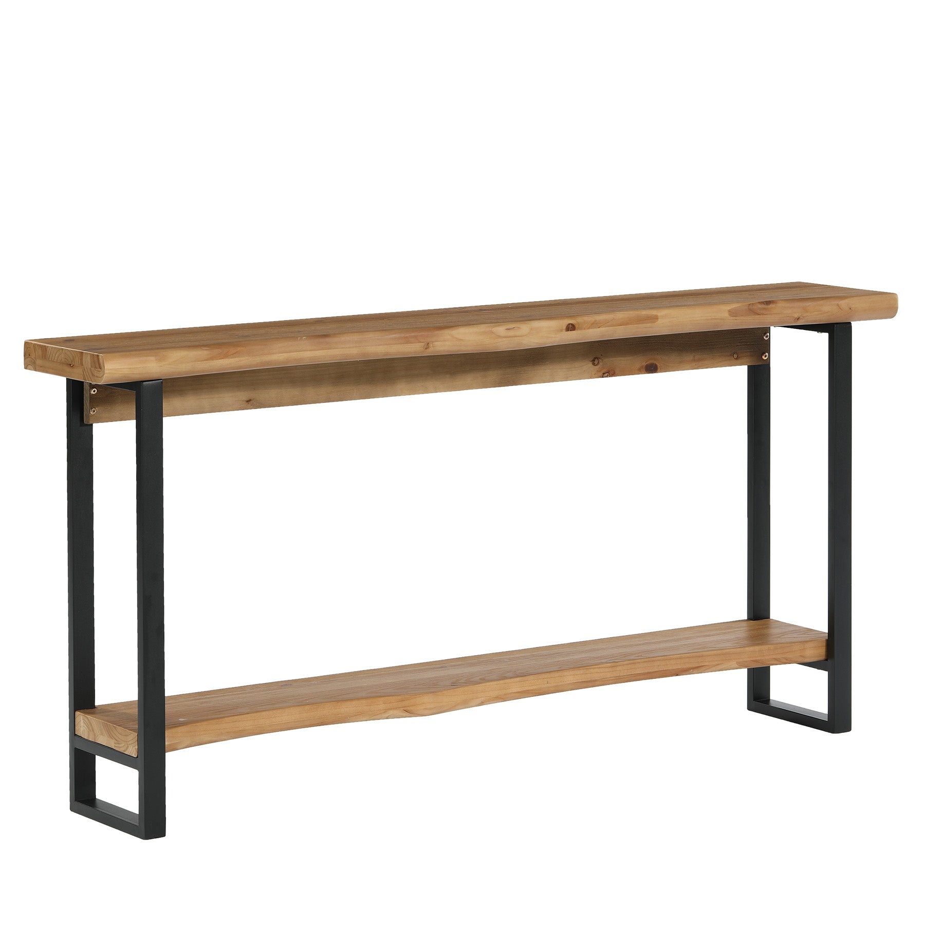 160 cm Massief Houten Live-Edge Consoletafel met Metalen Poten