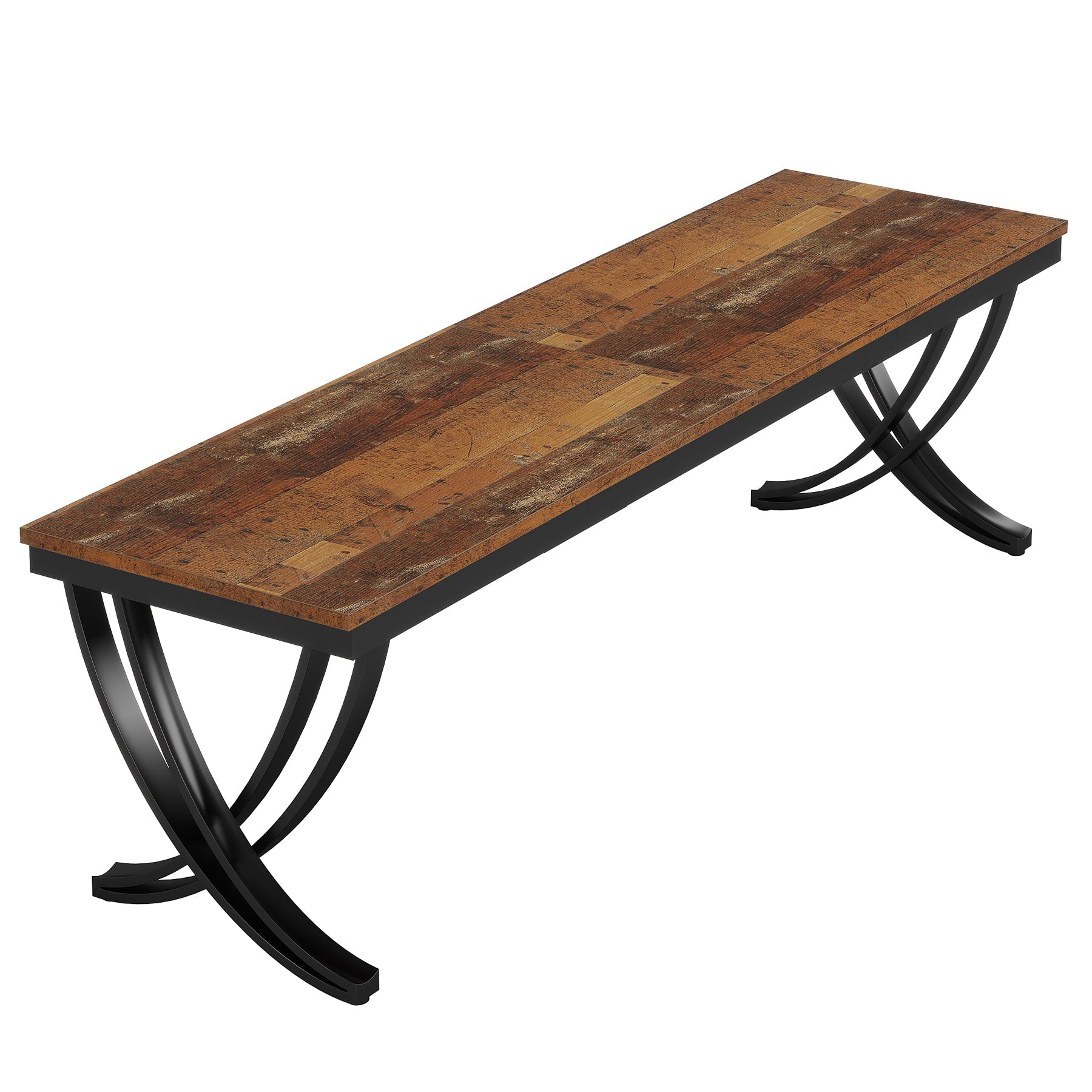 200 cm Landelijke Eettafel, Grote Houten Tafel met Metalen Poten voor Zes tot Acht Personen