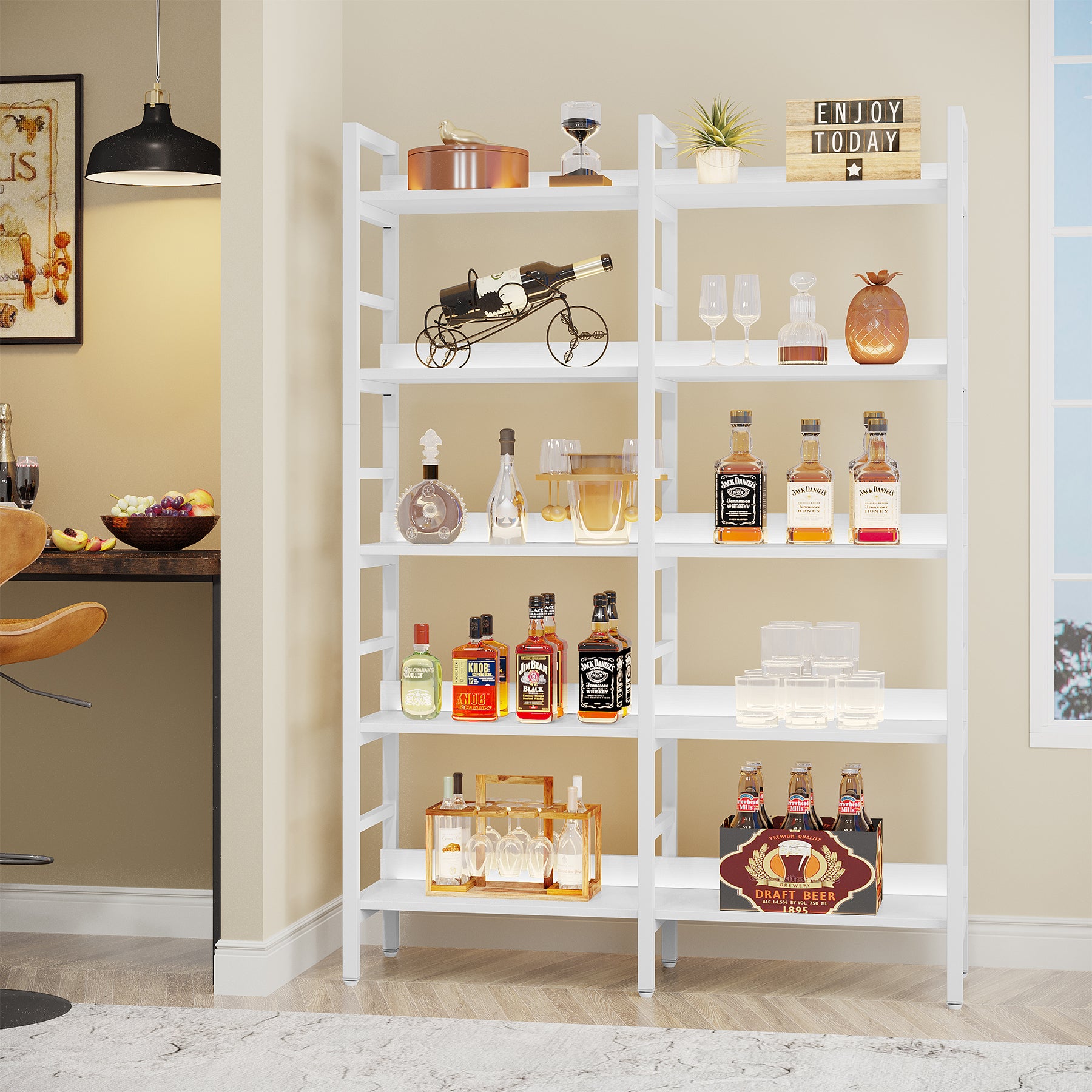 180 cm Tribesigns Boekenkast, Vijfplanken Industriële Etagere voor Woonkamer