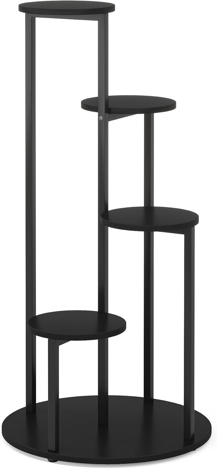 Vierlagen Plantenstandaard voor Binnen, Stevige Houten Planken met Metal Frame