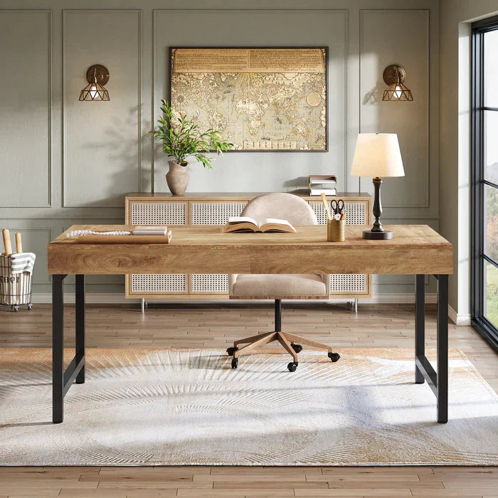 140 cm Tribesigns Computerbureau, Industrieel Werkstation met Metalen Poten voor Thuiskantoor