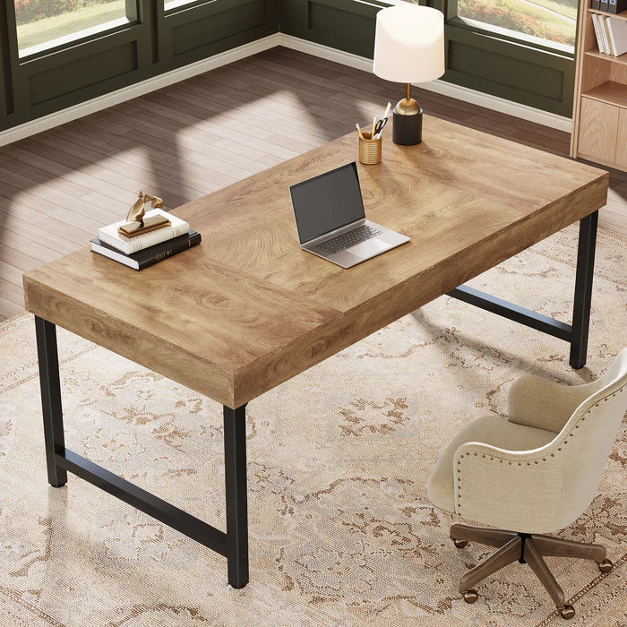 140 cm Tribesigns Computerbureau, Industrieel Werkstation met Metalen Poten voor Thuiskantoor