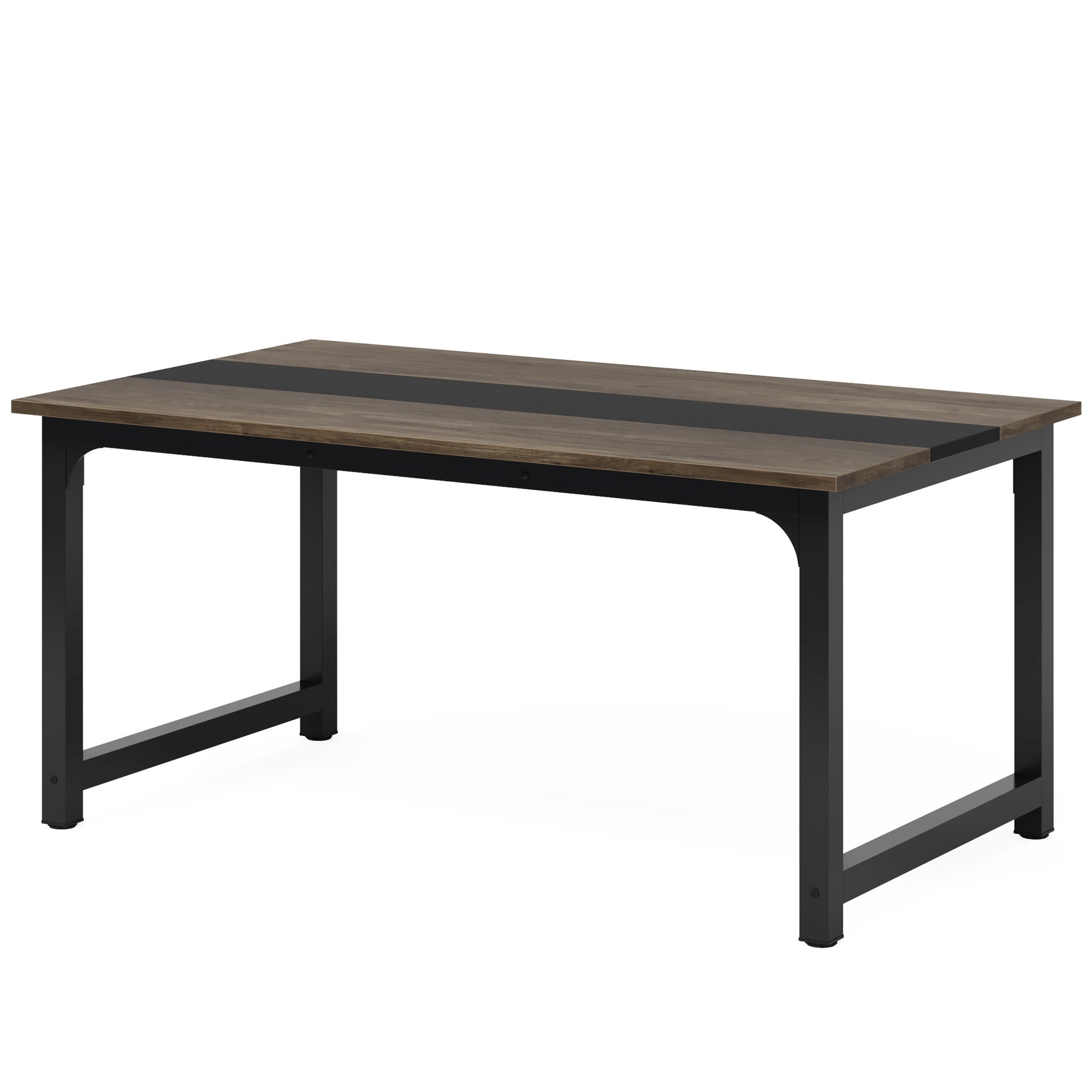 160x80 cm Industriële Eettafel, Landelijke Bruine Tafel voor 4-6 Personen met Metaal Frame