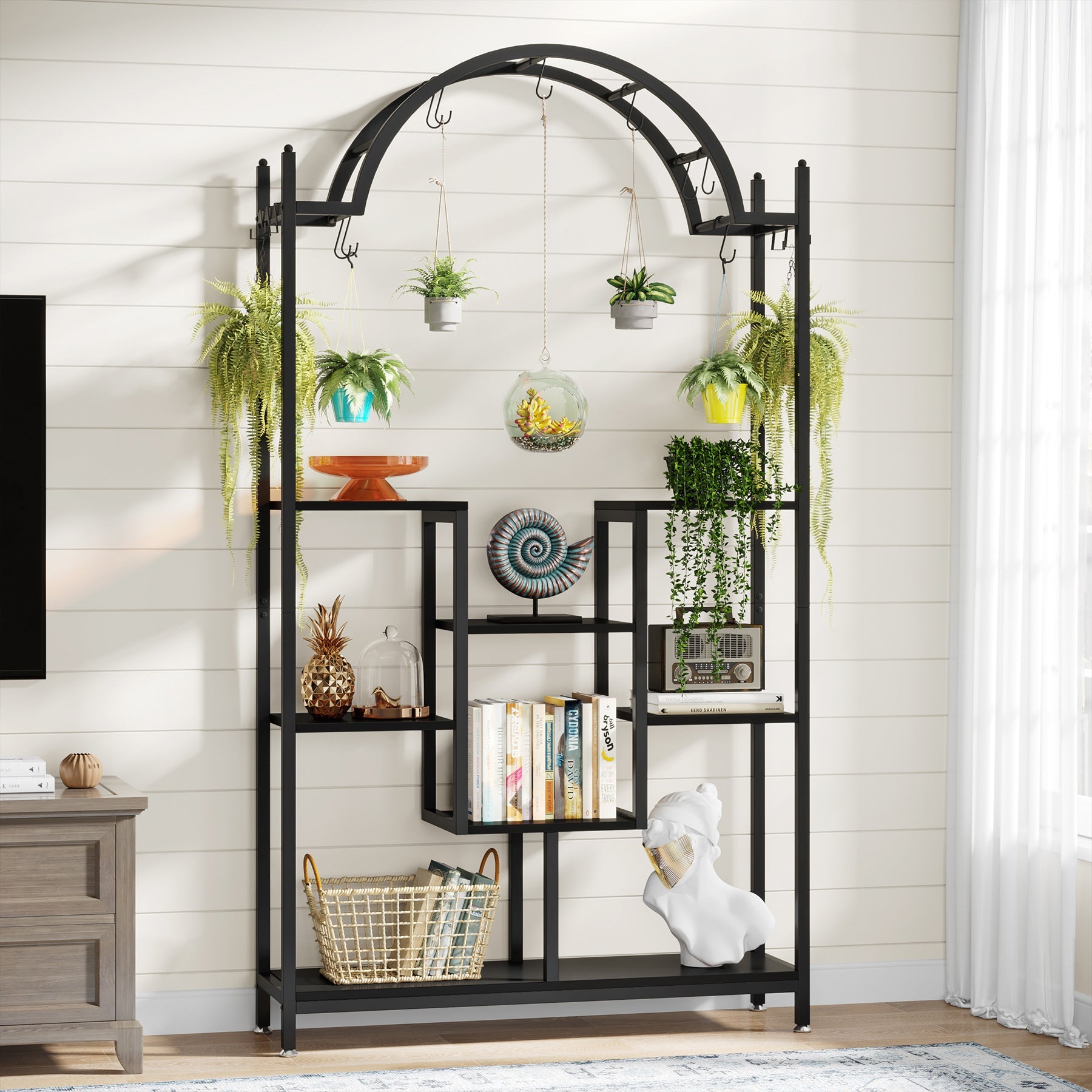 190 cm Tribesigns Plantenrek, 5-Lags Binnenplantenstandaard met Ophangsysteem