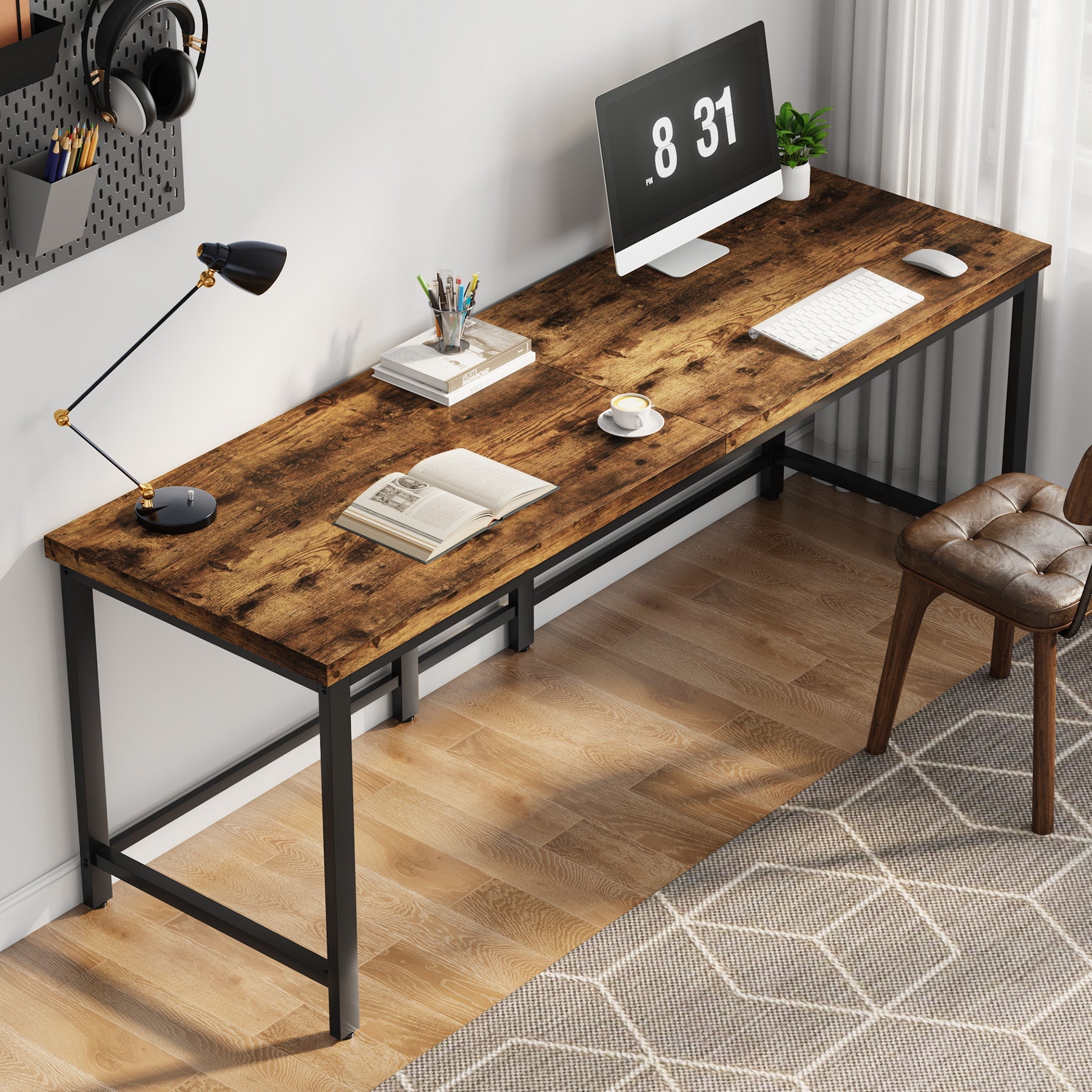 200 cm Tribesigns Computerbureau, Extra Lang Tweepersoons Computerkantoren voor Thuiskantoor