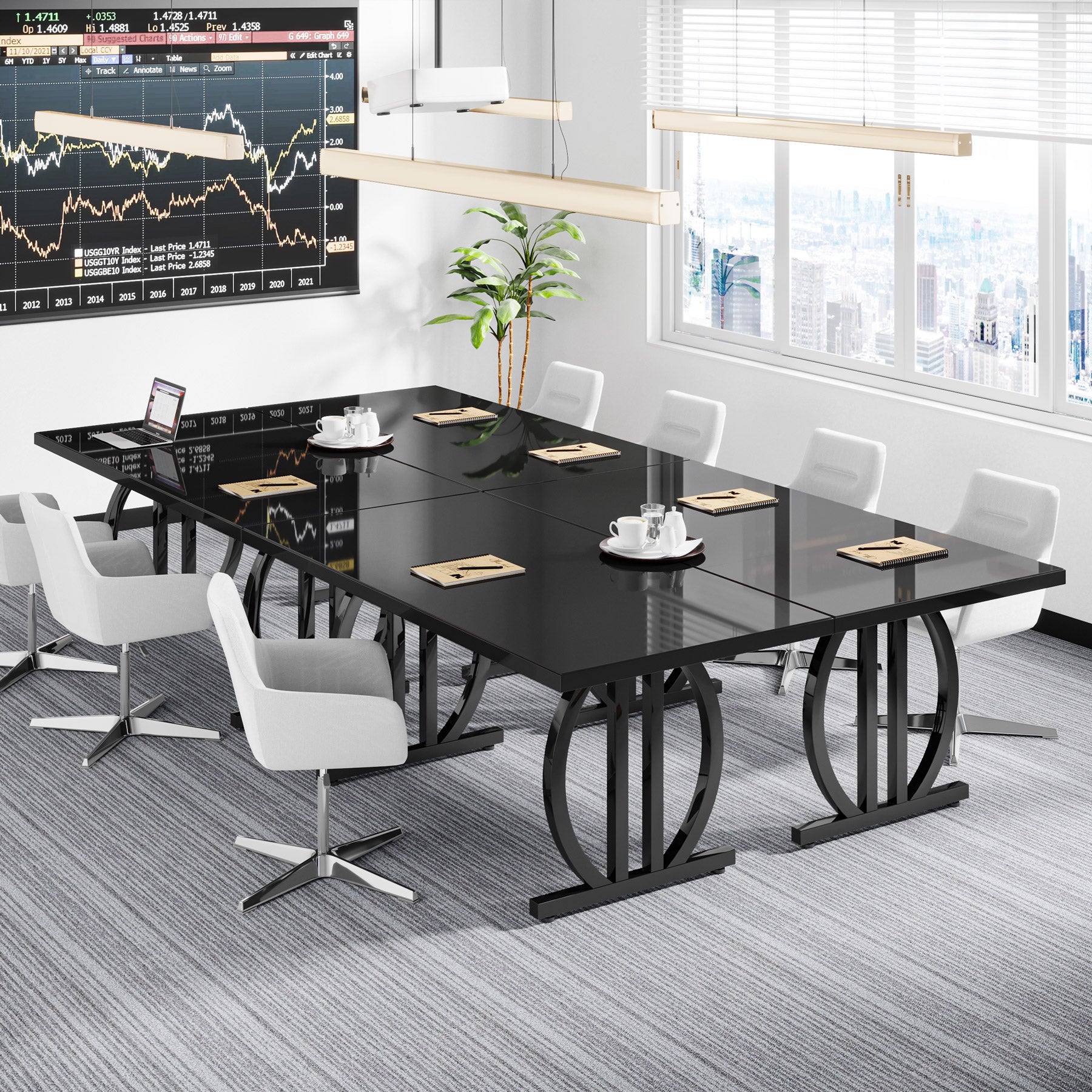 Licht Zwart Bureau 160 cm, Modern Design met Metalen Frame voor Kantoor en Studie