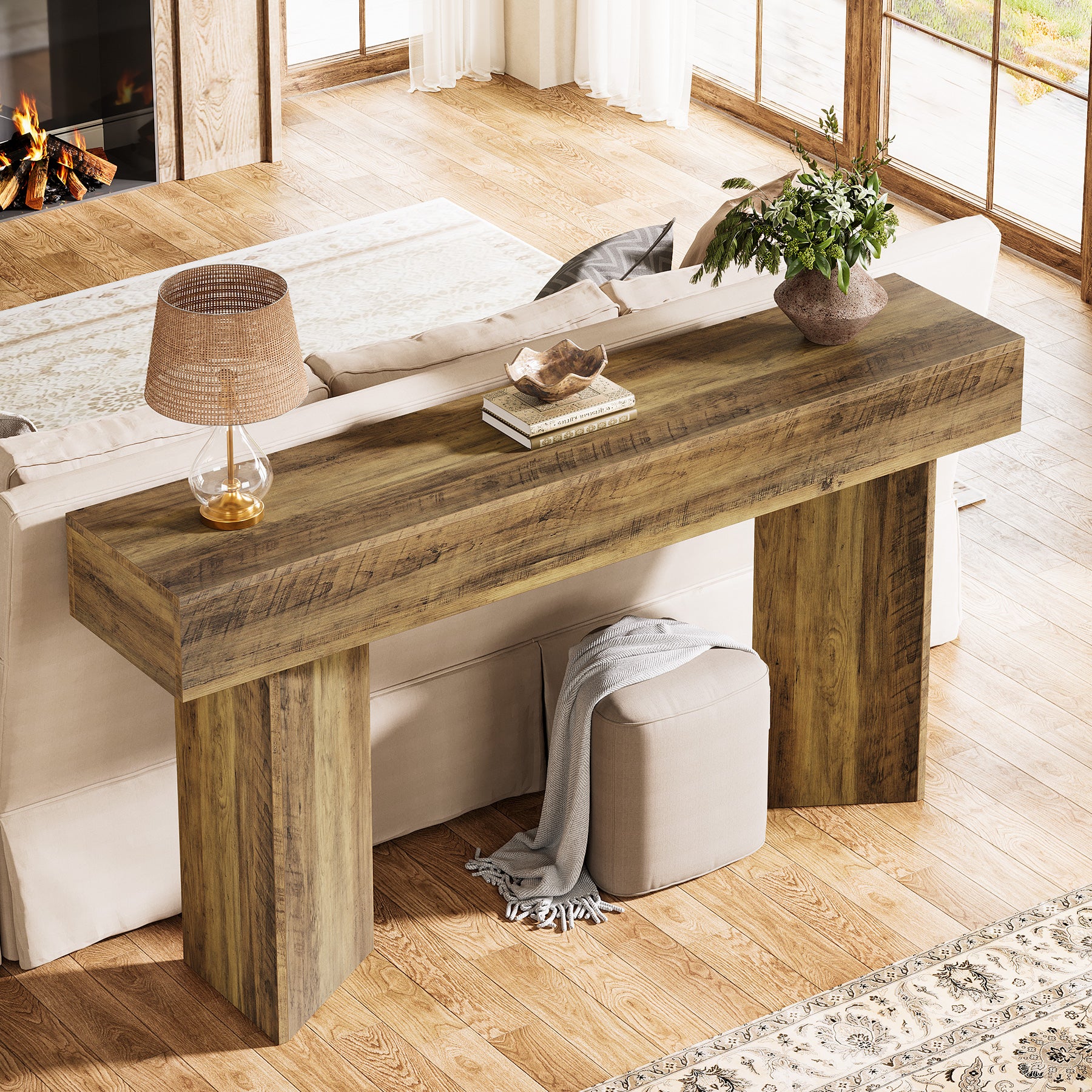 160 cm Smalle Consoletafel voor Entree, Lange Sofa Tafel voor Hal en Woonkamer