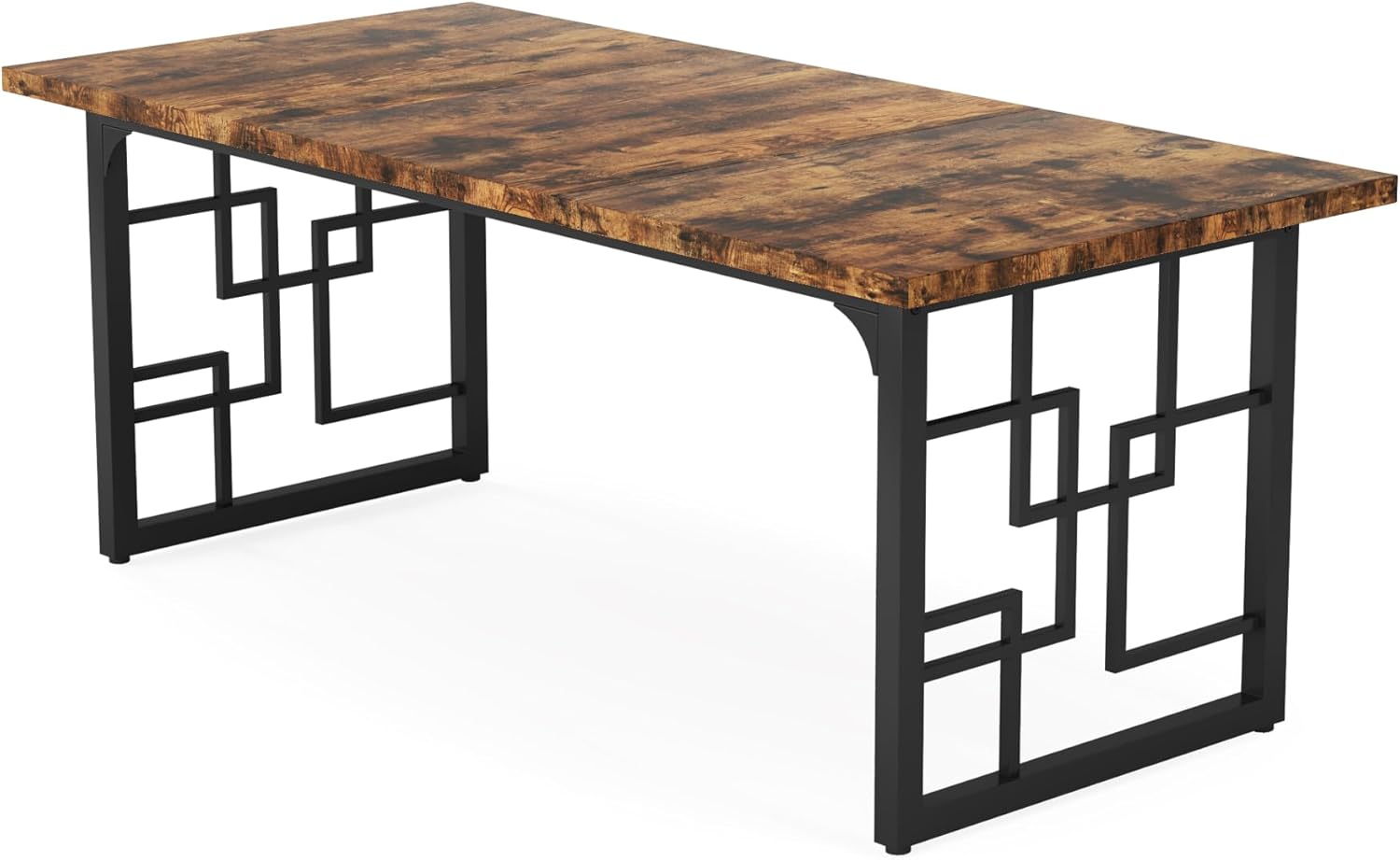 Industrieel Bureau 160 cm, Vintage Bruin en Zwart Werkblad met Metalen Frame