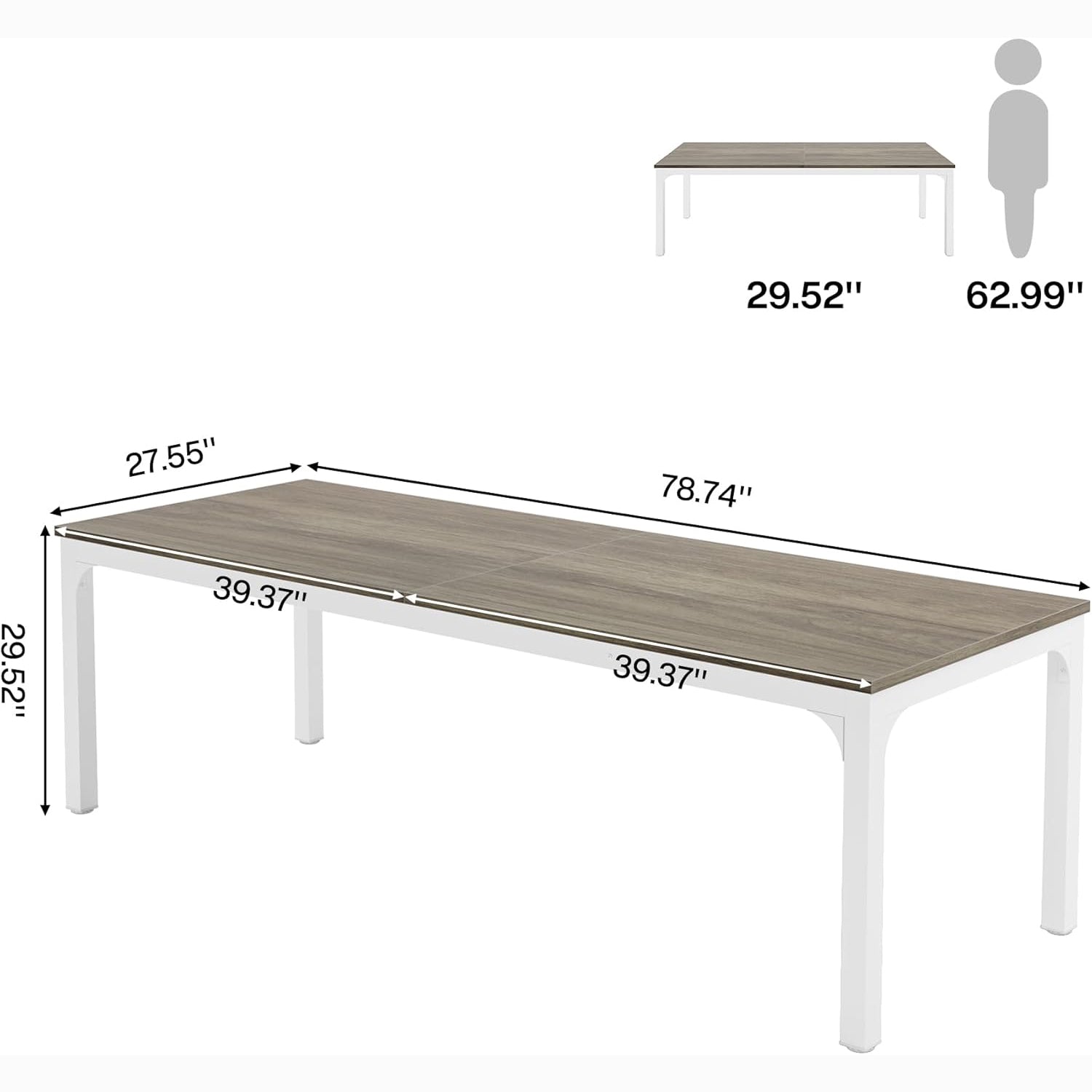 200x70 cm Tribesigns Eettafel, Industrieel Keukenblad met Metalen Poten voor 6-8 Personen