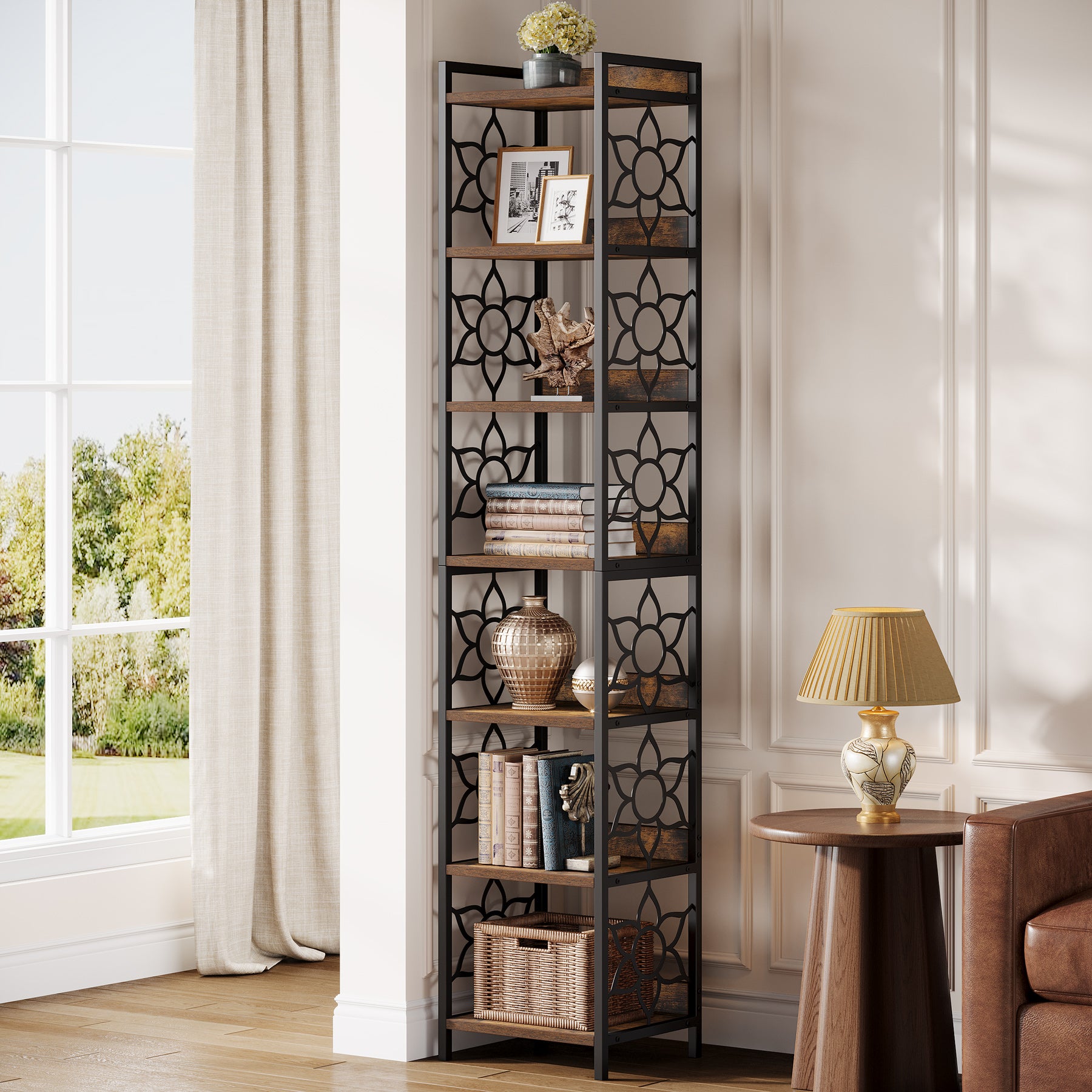 Tribesigns 200 cm 7-Tier Hoekplank,Extra Hoge Smalle Boekenplank