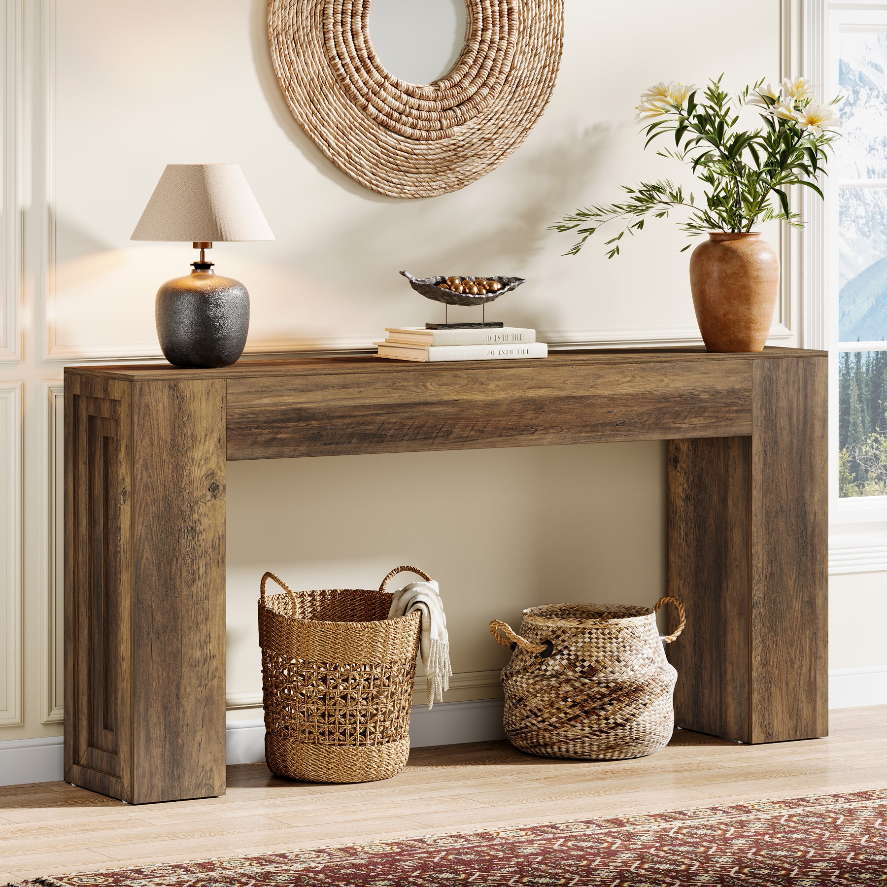 160 cm Lange Consoletafel, Smalle Salontafel voor Hal en Woonkamer