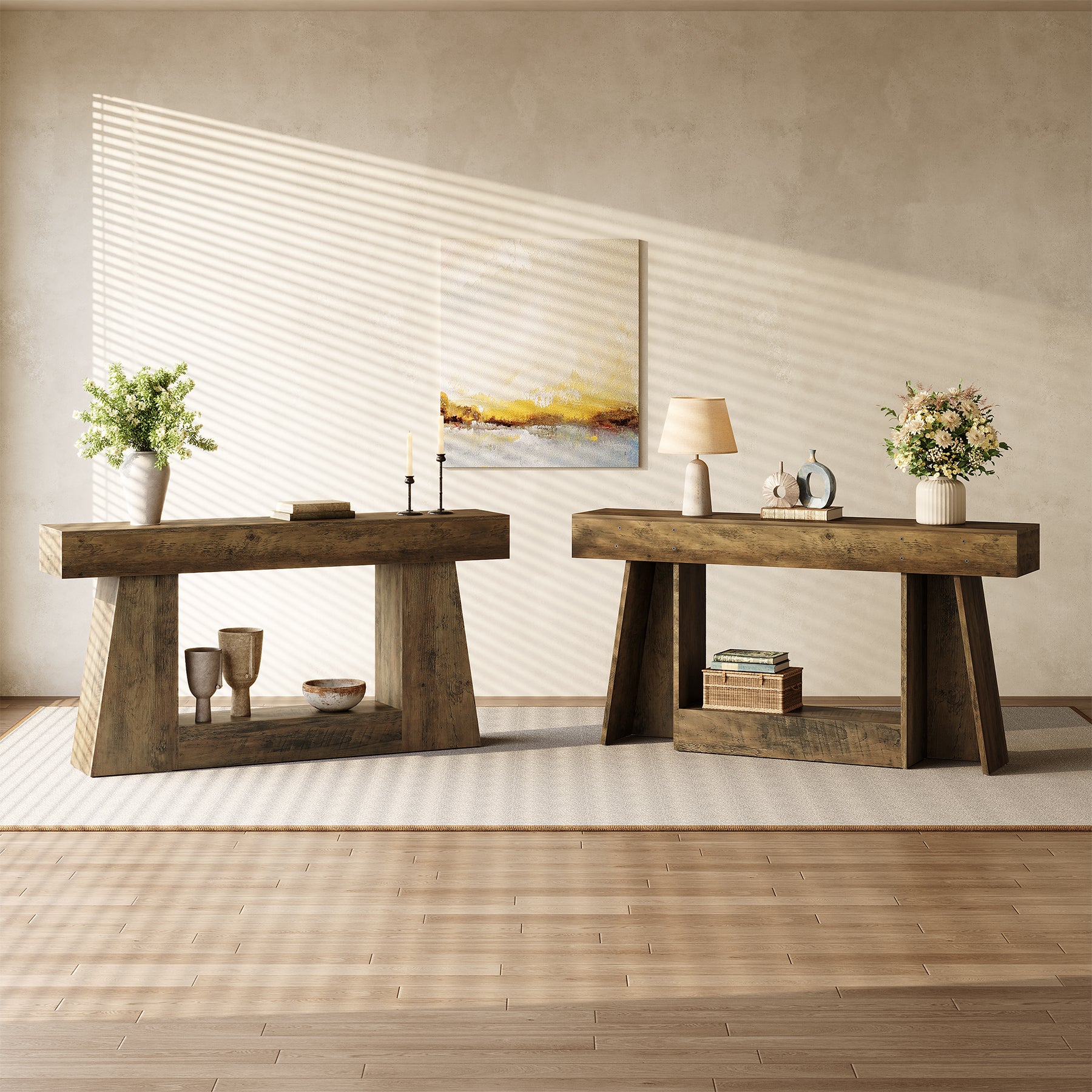 160 cm Console Tafel, Houten Sofa Tafel Hal Tafel
