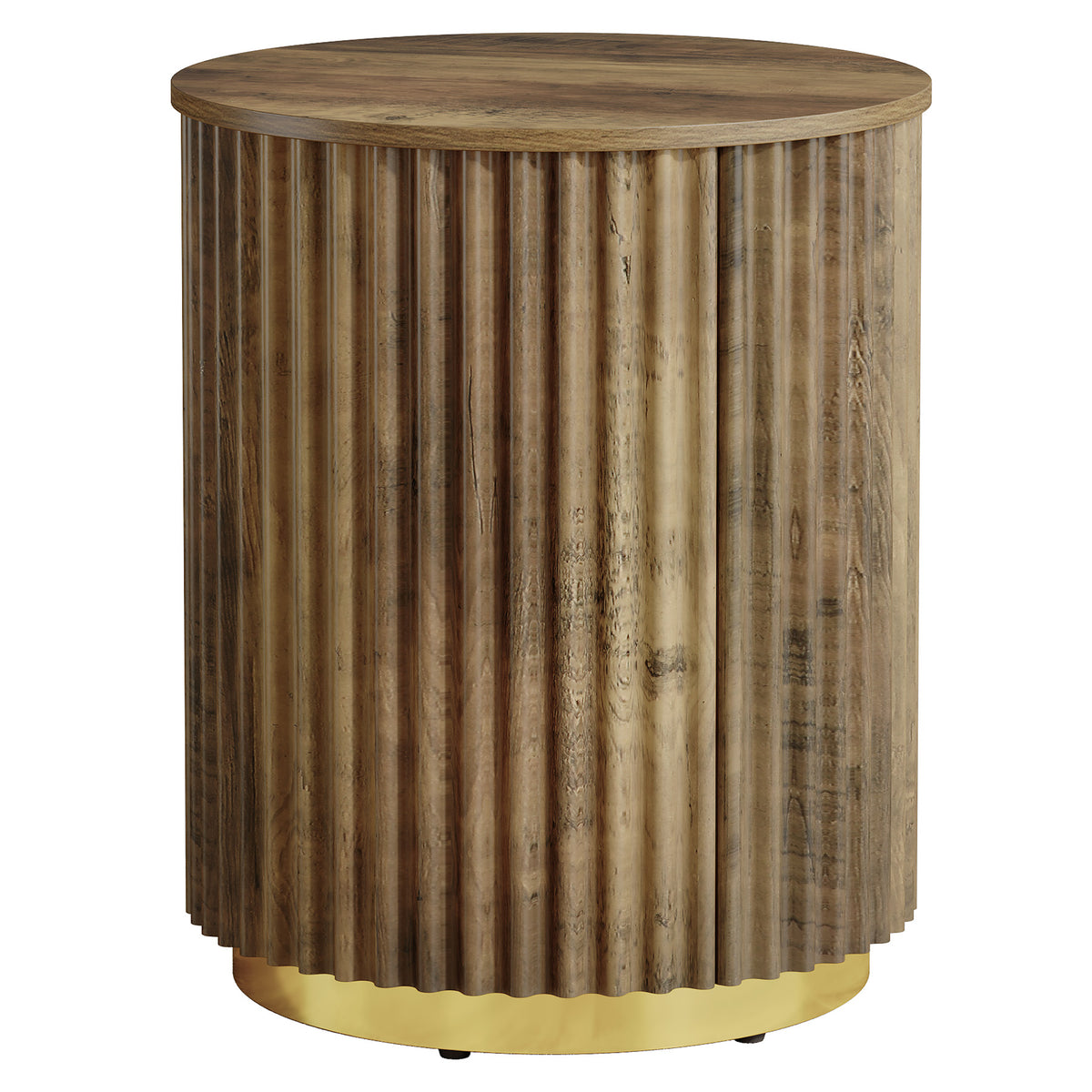 50 cm Tribesigns rond bijzettafeltje met geribbeld design, moderne nachtkastje voor woonkamer en slaapkamer