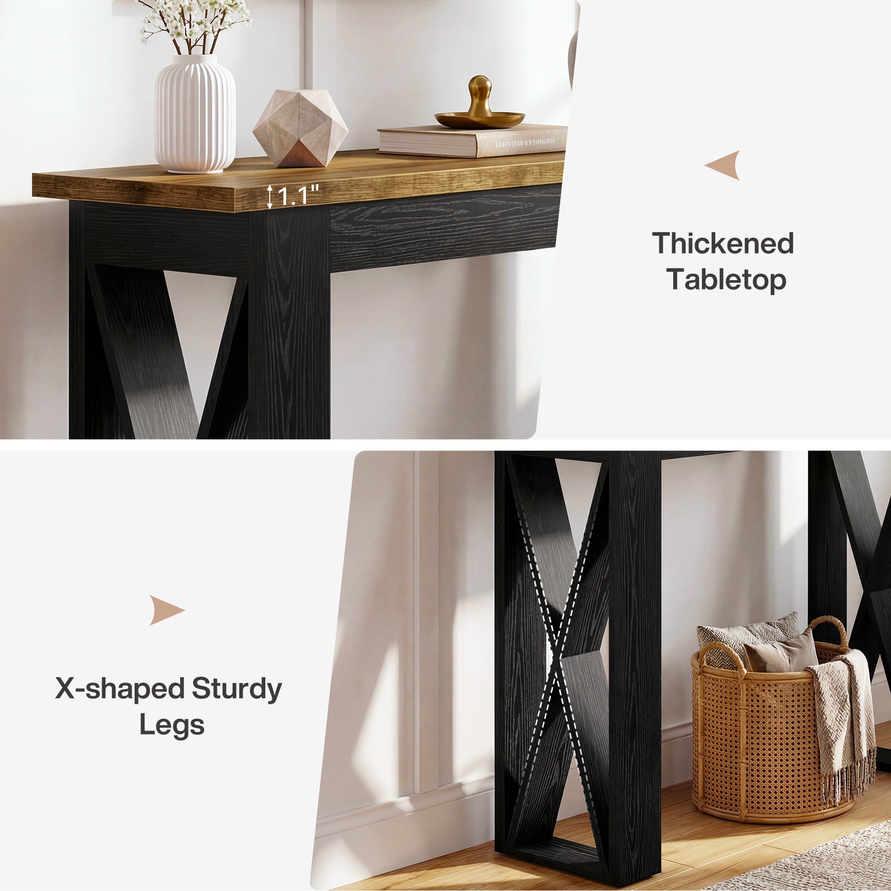 Tribesigns Smalle Consoletafel 105 cm, Industriële Haltafel met Opbergrek