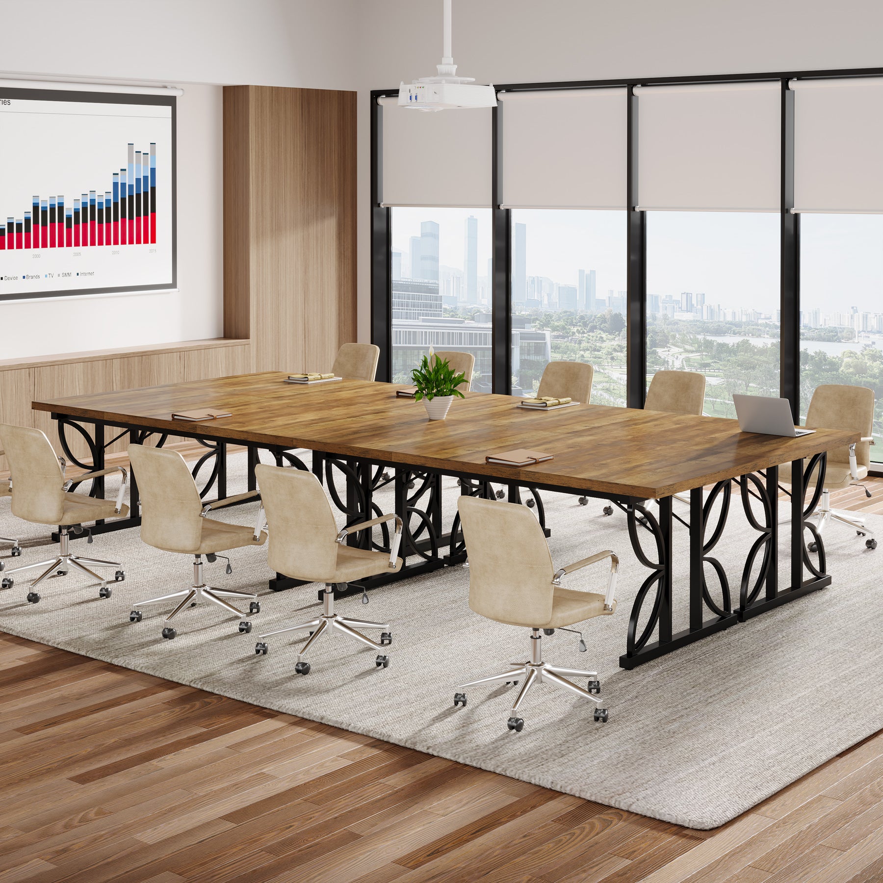 180 cm Groot Bureaublad met Robuust Metalen Frame, Industriële Computer Bureau Werktafel voor Thuis