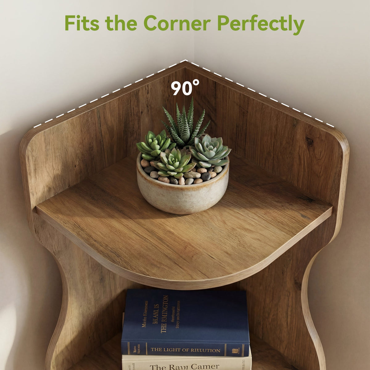 Tribesigns 6-laags Hoekrek van 180 cm met Modern Gebogen Design, Staand Plantenrek en Boekenrek voor de Woonkamer