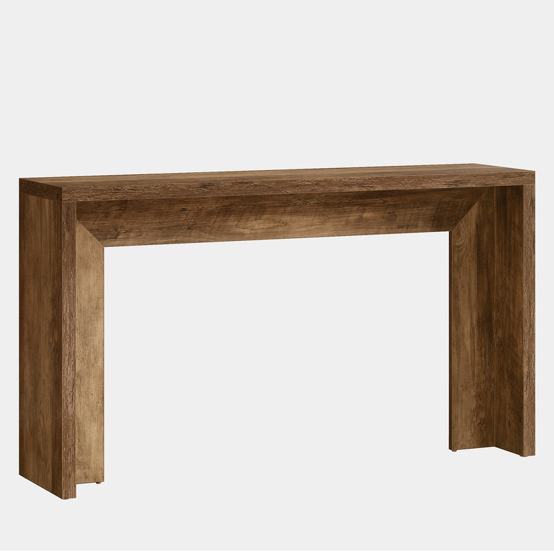140 cm Farmhouse Console Tafel, Houten Banktafel met Opbergruimte Voor Woonkamer