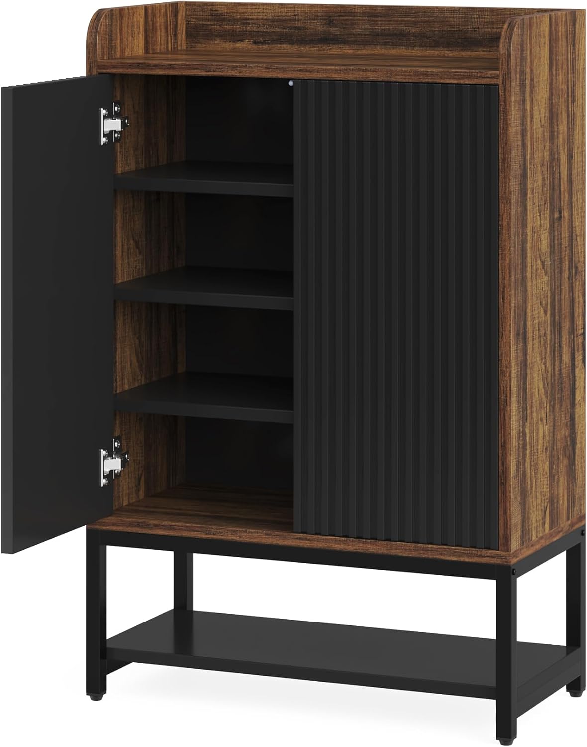 Schoenkast met 5 Planken, Zwart-Bruine Opbergoplossing voor 15-20 Paren