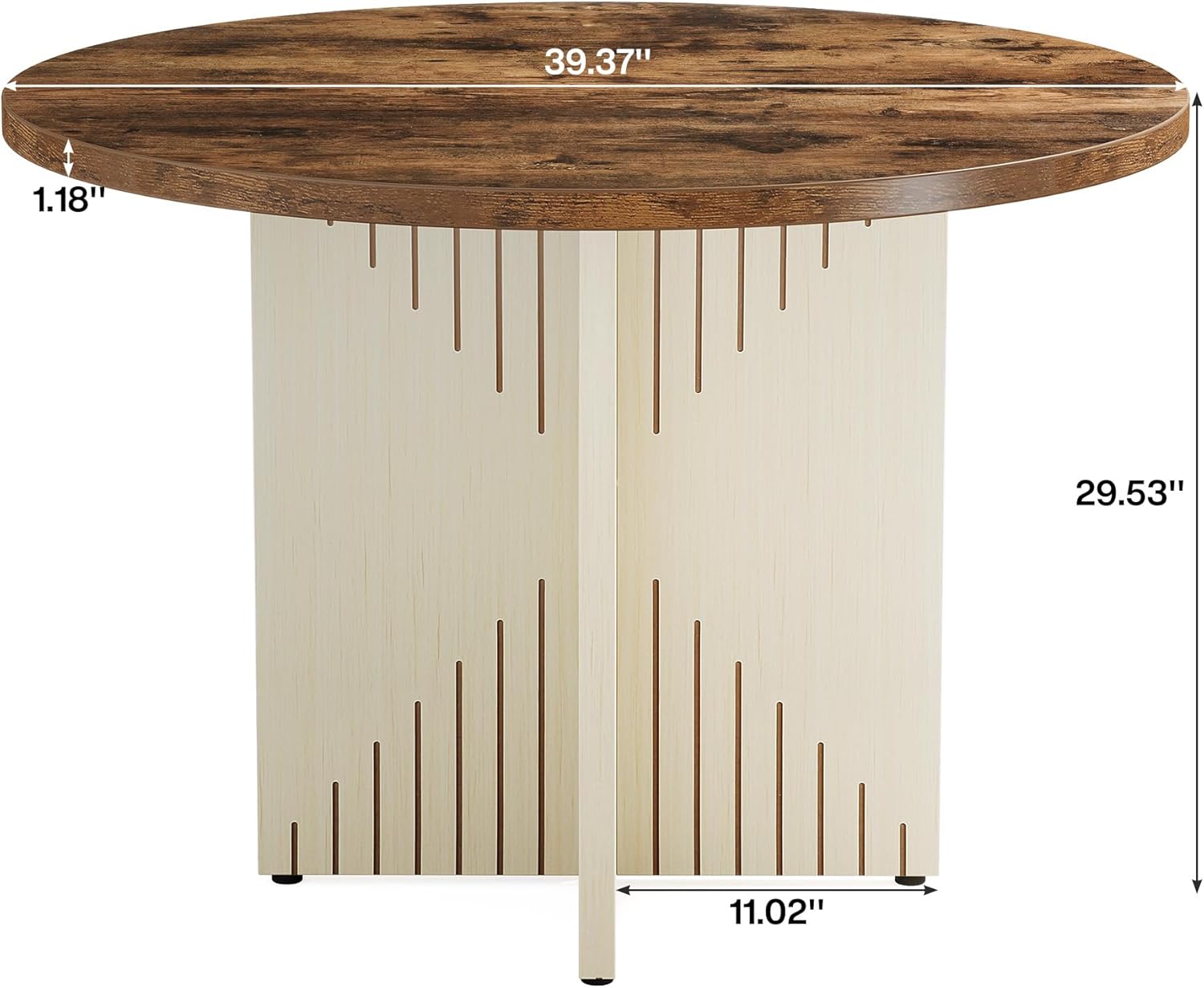 100 cm Ronde Eettafel, Vierpersoons Houten Tafel voor Keuken en Woonkamer